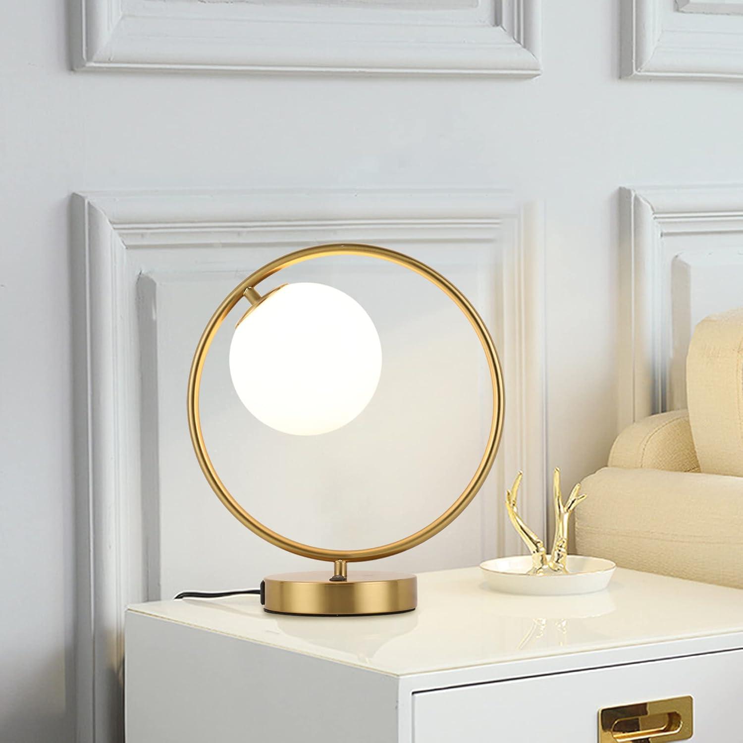 Modern Gold Globe Glass Table Lamp with Touch Control