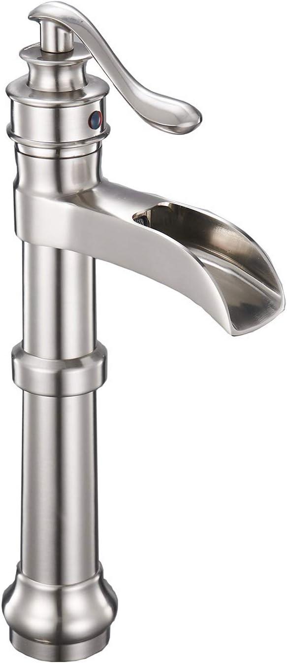 Brushed Nickel Single Handle Waterfall Vessel Sink Faucet