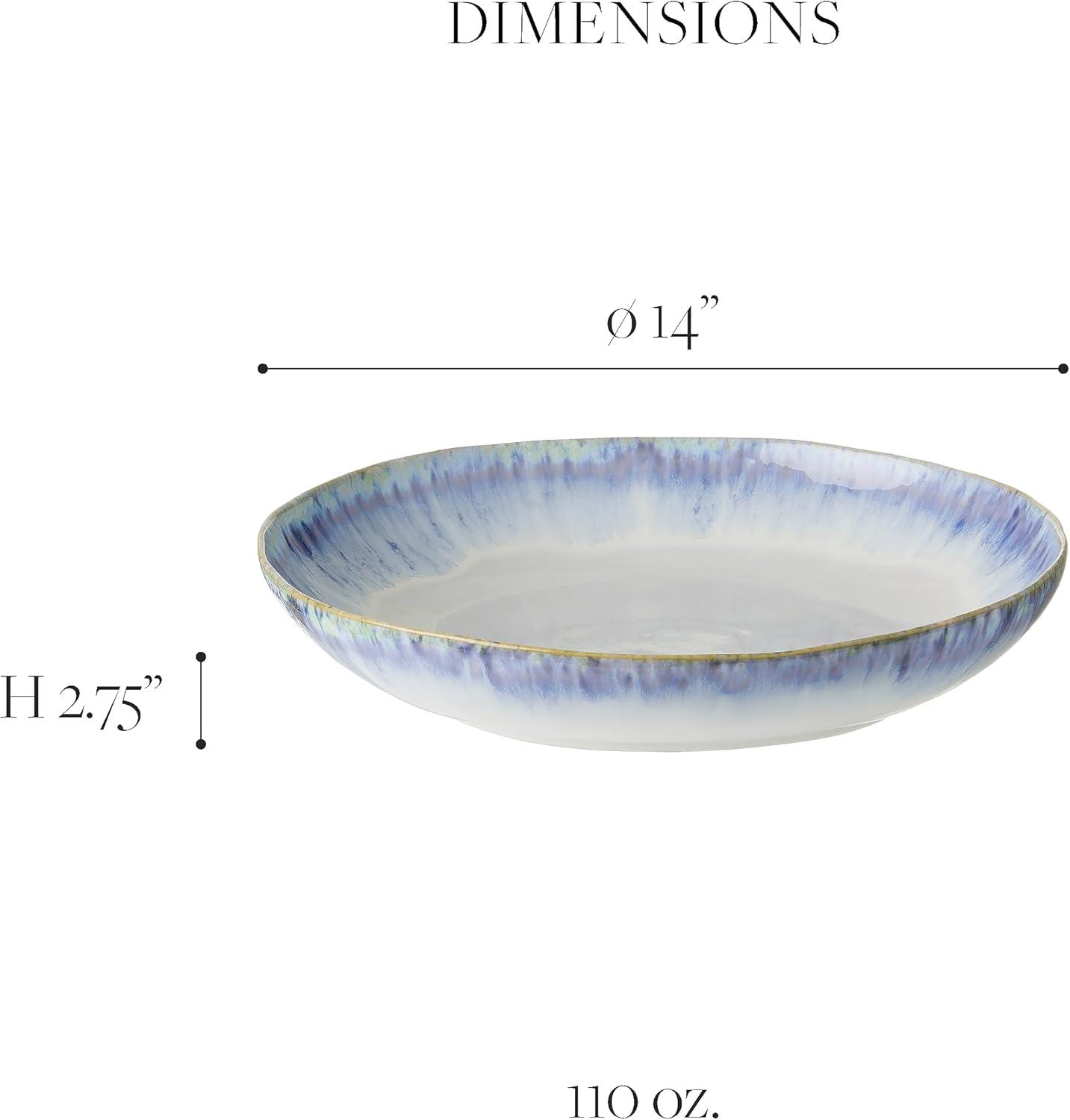 Brisa Blue Ceramic Round Pasta Serving Bowl