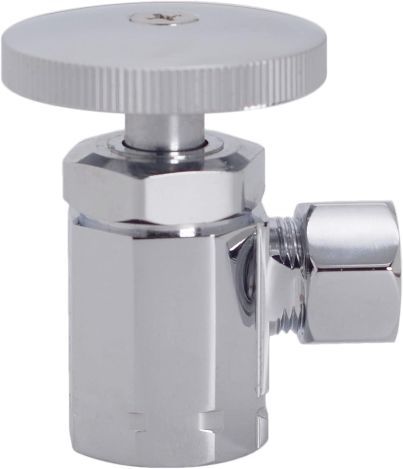 Round Handle Angle Stop Shut Off Valve, 1/2" IPS Inlet with 3/8" Compression Outlet