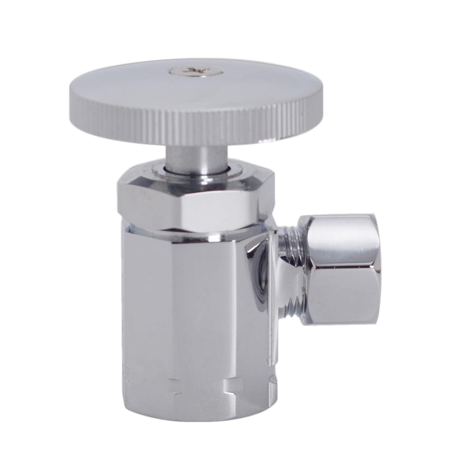 Round Handle Angle Stop Shut Off Valve, 1/2" IPS Inlet with 3/8" Compression Outlet