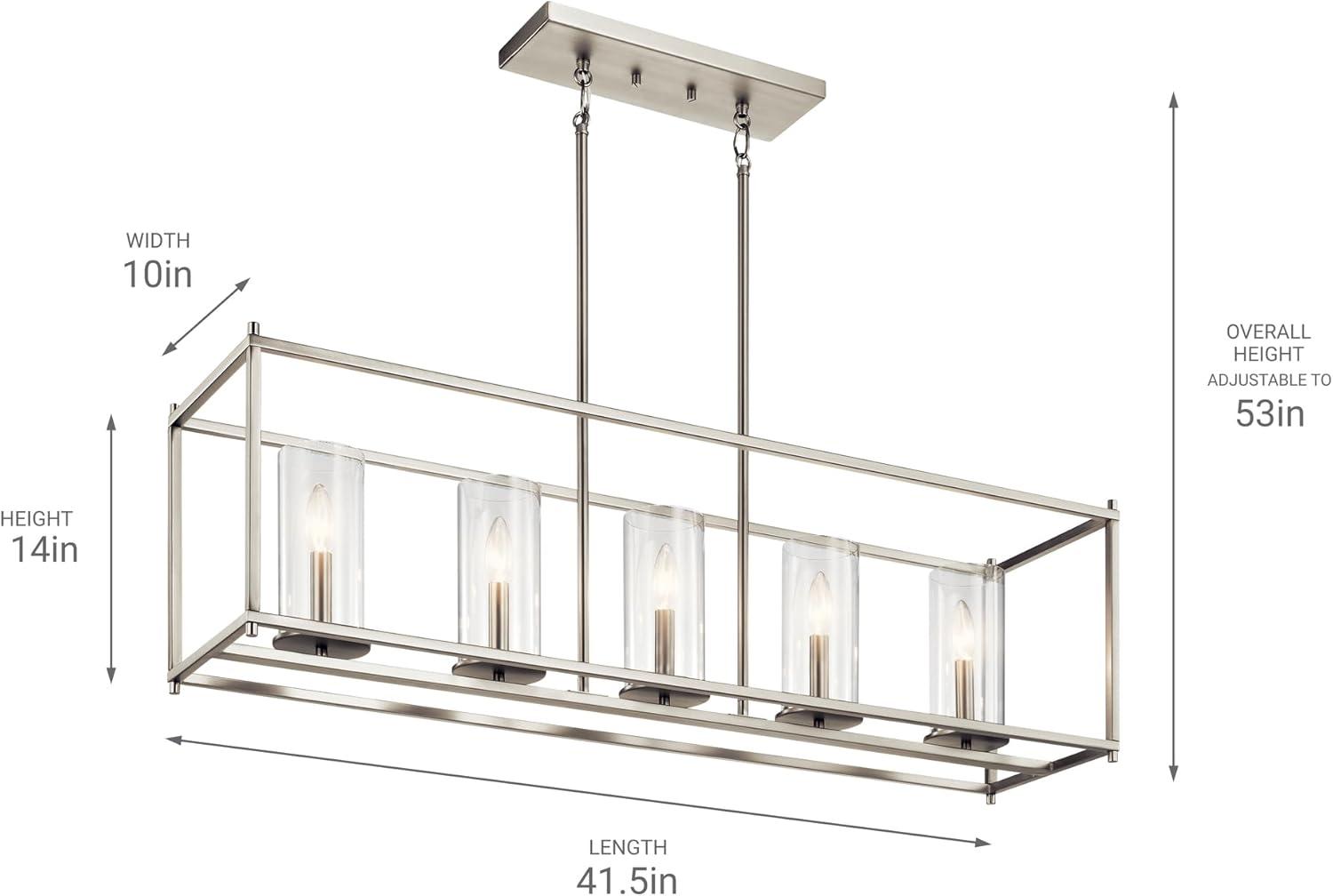 Crosby 13.75" 5 Light Linear Chandelier with Clear Glass Chrome