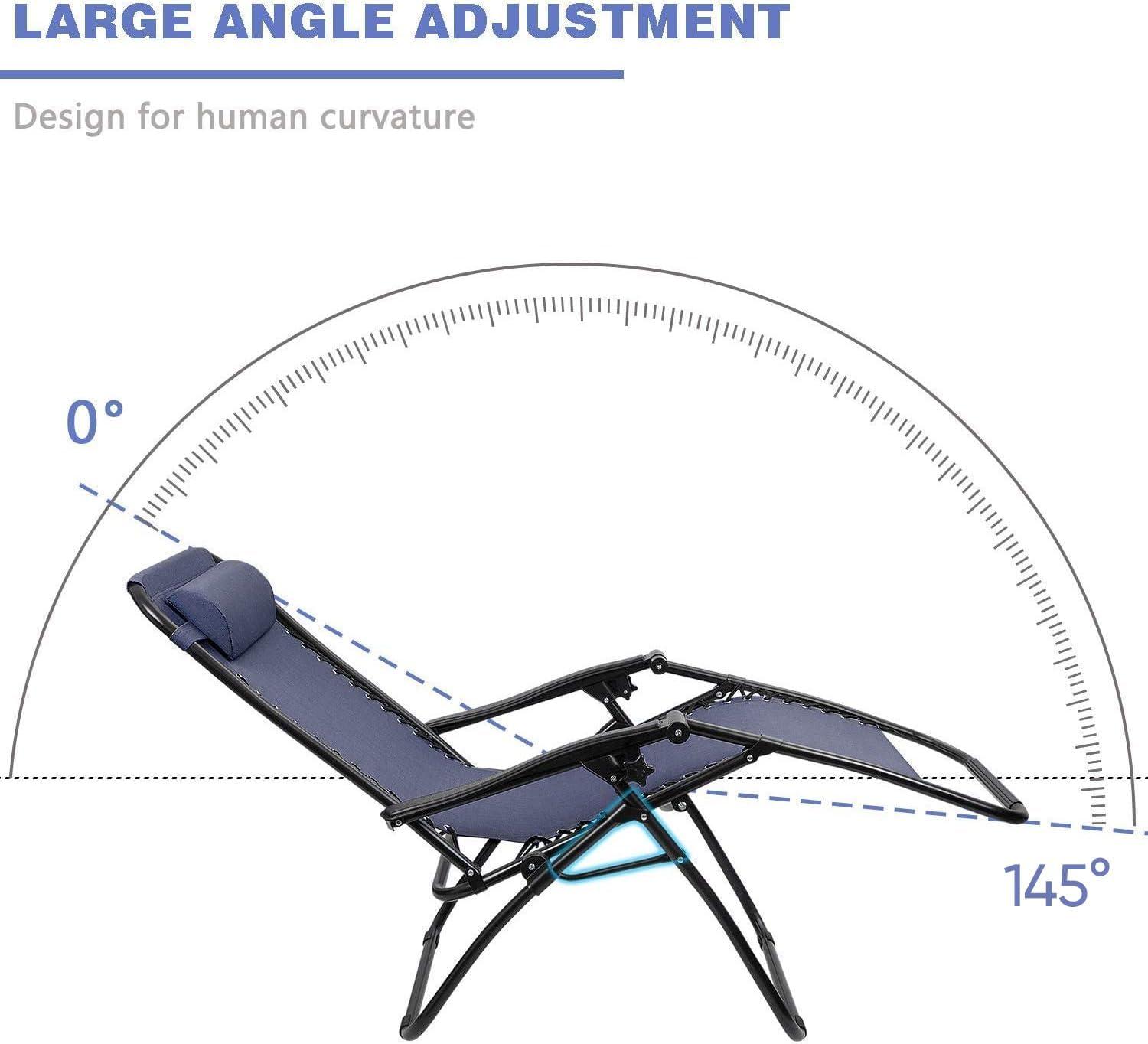 Homall Blue Steel Zero Gravity Reclining Lounger Set with Cushions