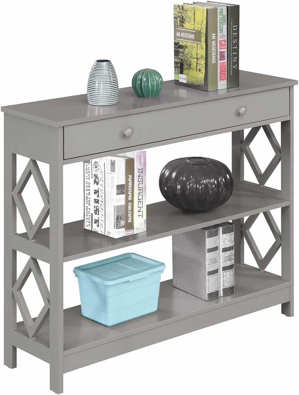 Diamond 1 Drawer Console Table, Gray