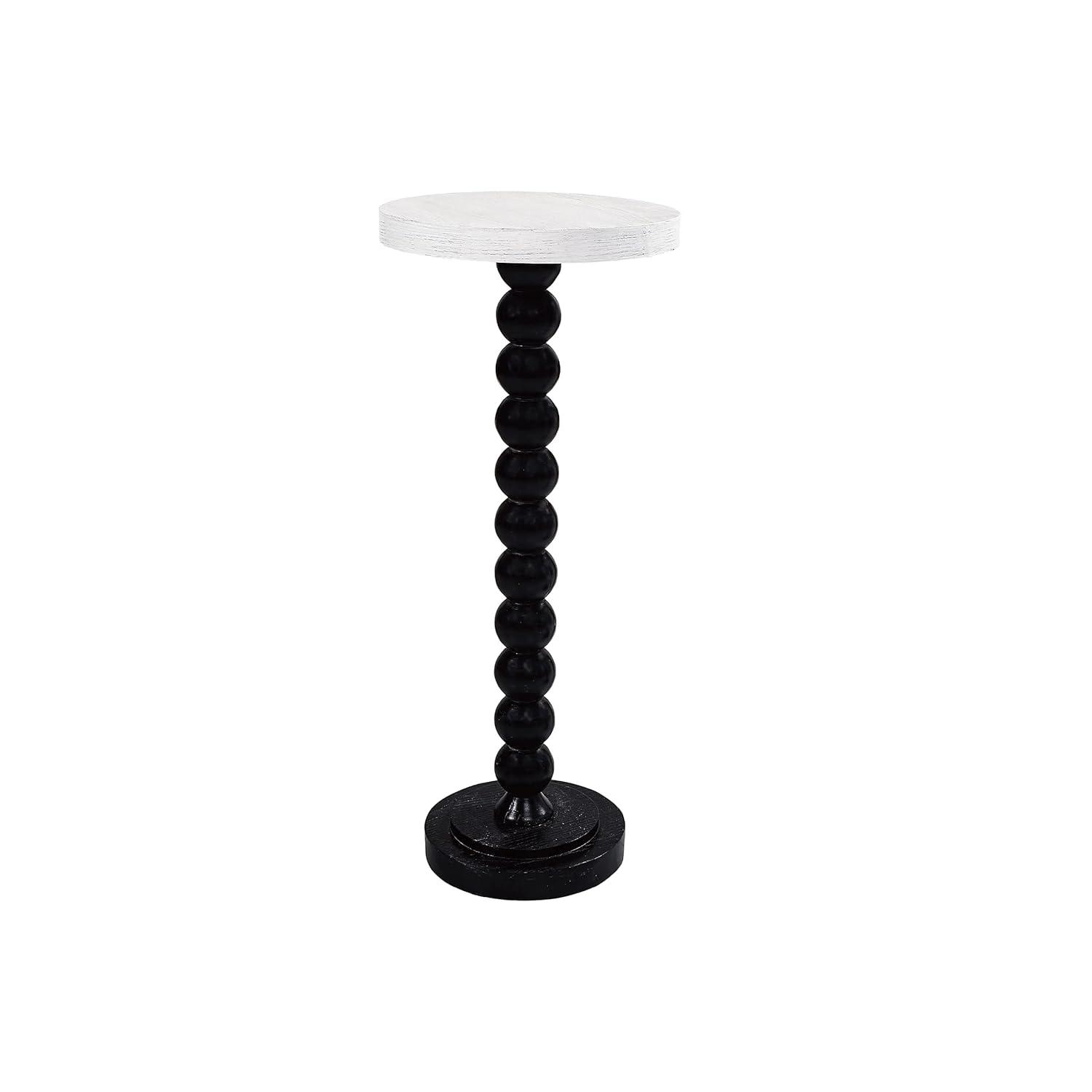 COZAYH Pedestal Small End Table, Contemporary Side Table with Black Base and White Top