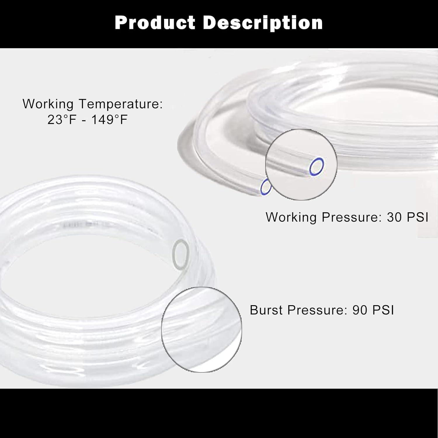 Clear 10 Feet PVC Multipurpose Tubing for Low Pressure Applications