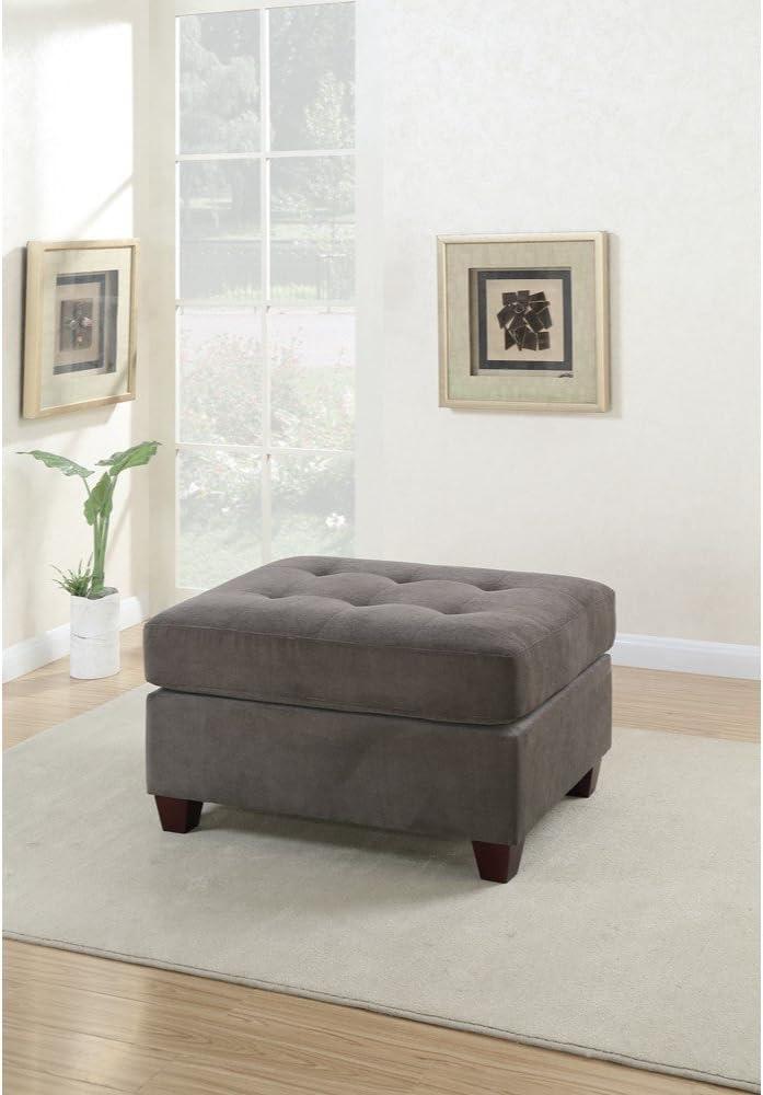 Poundex Furniture Fabric Cocktail Ottoman in Charcoal Gray Color