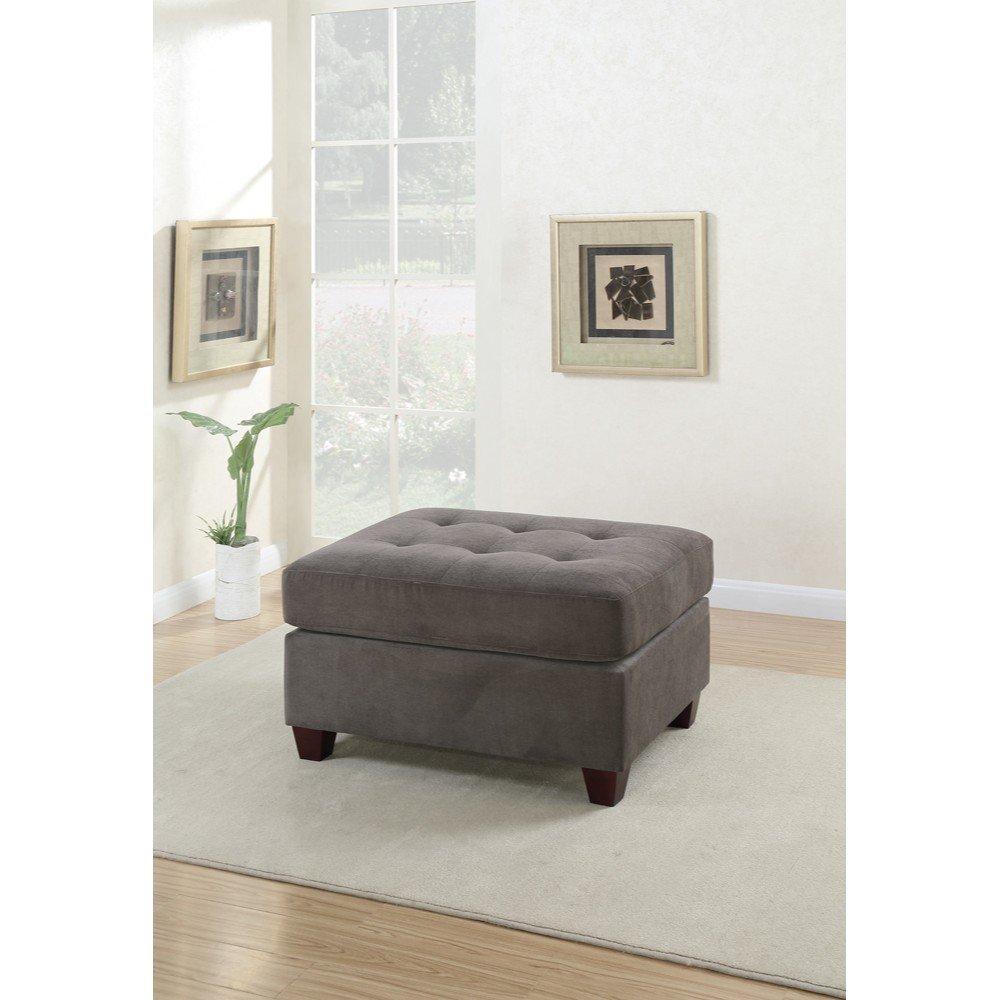 Poundex Furniture Fabric Cocktail Ottoman in Charcoal Gray Color