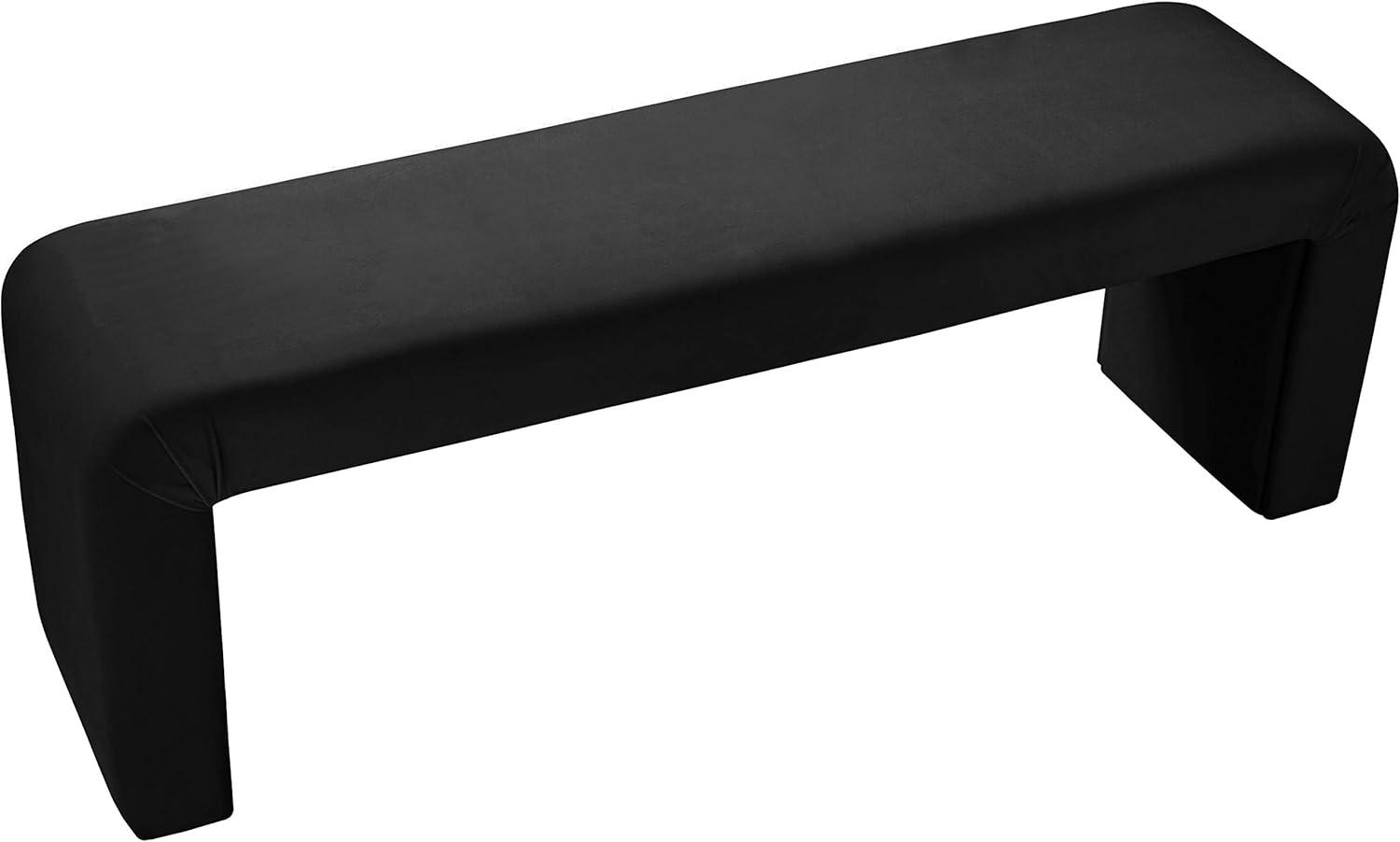 Minimalist Black Velvet 53" Bench for Contemporary Spaces