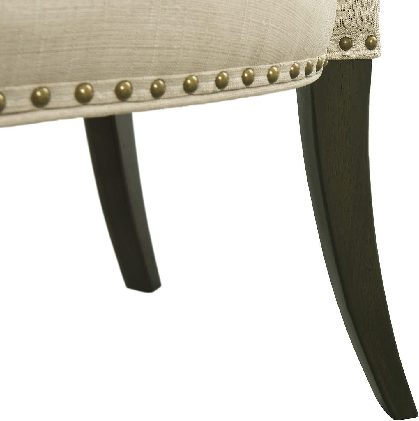 Set of 2 Savoy Upholstered Dining Armless Chairs Cream - Alaterre Furniture: Faux Leather, Nailhead Detail, Rubberwood Frame