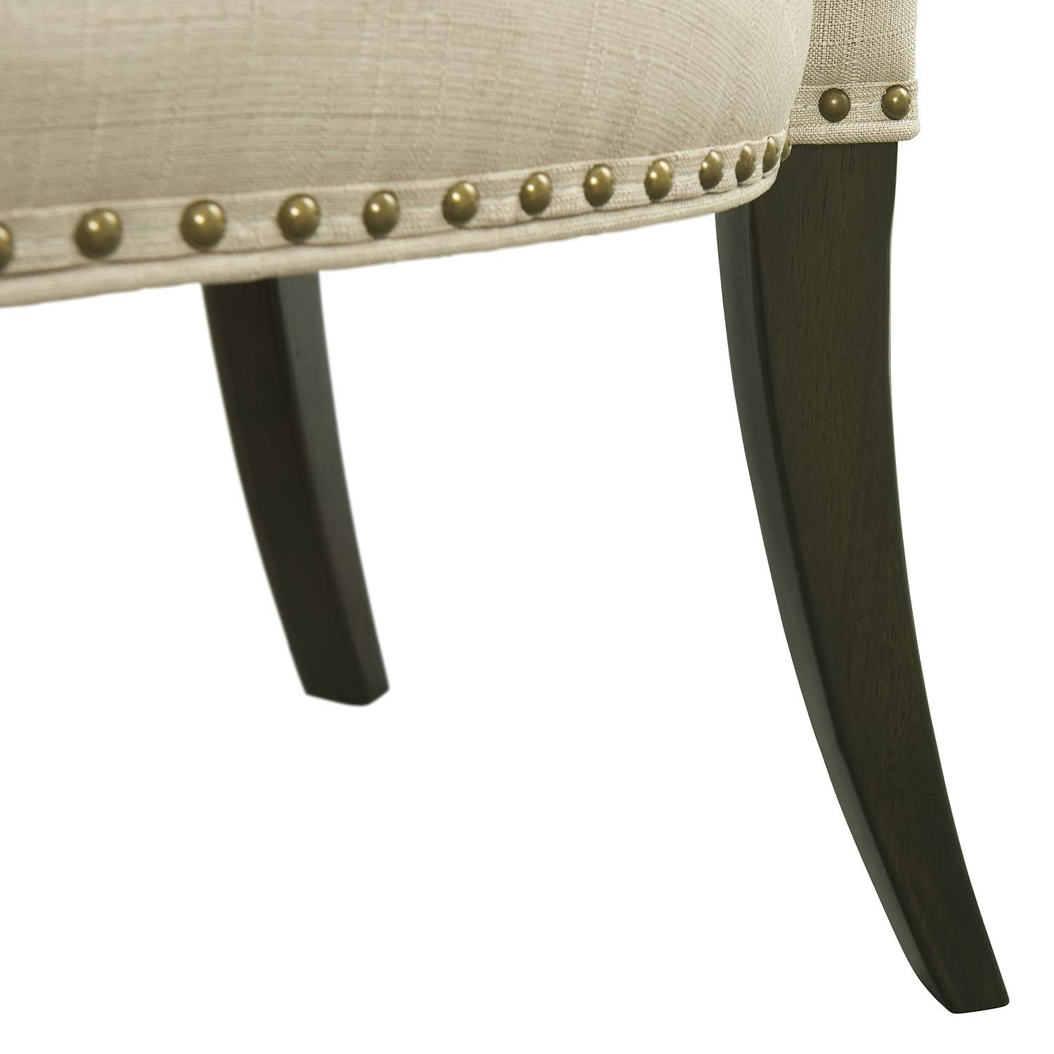 Set of 2 Savoy Upholstered Dining Armless Chairs Cream - Alaterre Furniture: Faux Leather, Nailhead Detail, Rubberwood Frame