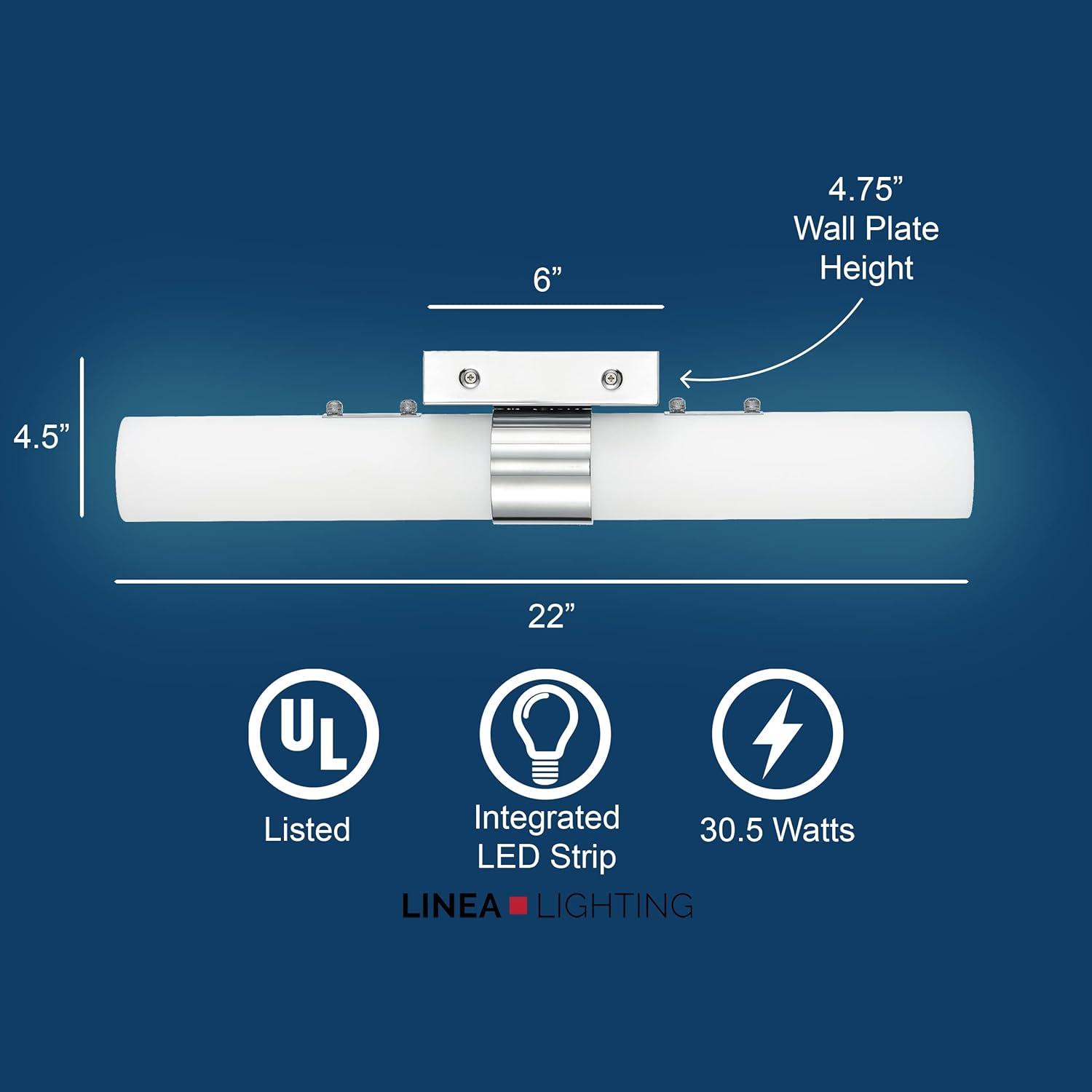 22-Inch Chrome LED Vanity Light with Frosted Glass Shade