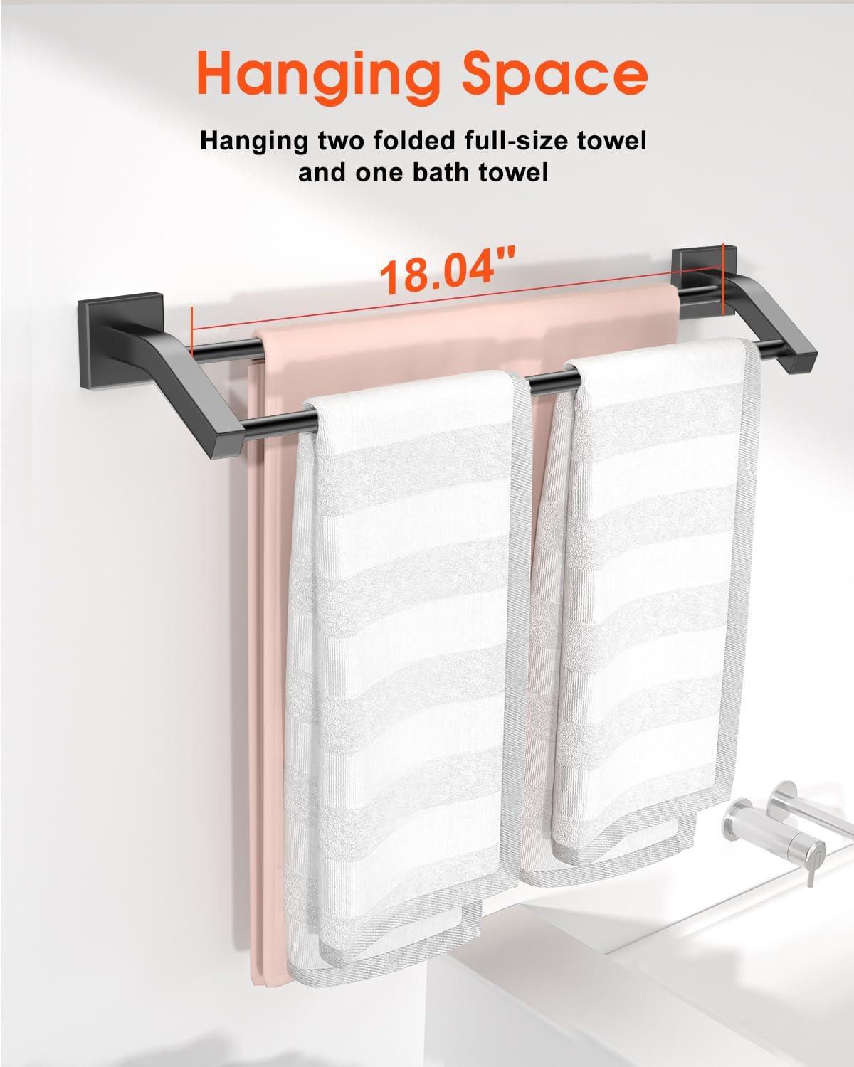 Alise Bath Double Towel Bars Towel Racks for Bathroom,Wall Mount Towel Holder 20-Inch Heavy Duty SUS304 Stainless Steel Towel Hanger Rail,GK9500-B Matte Black