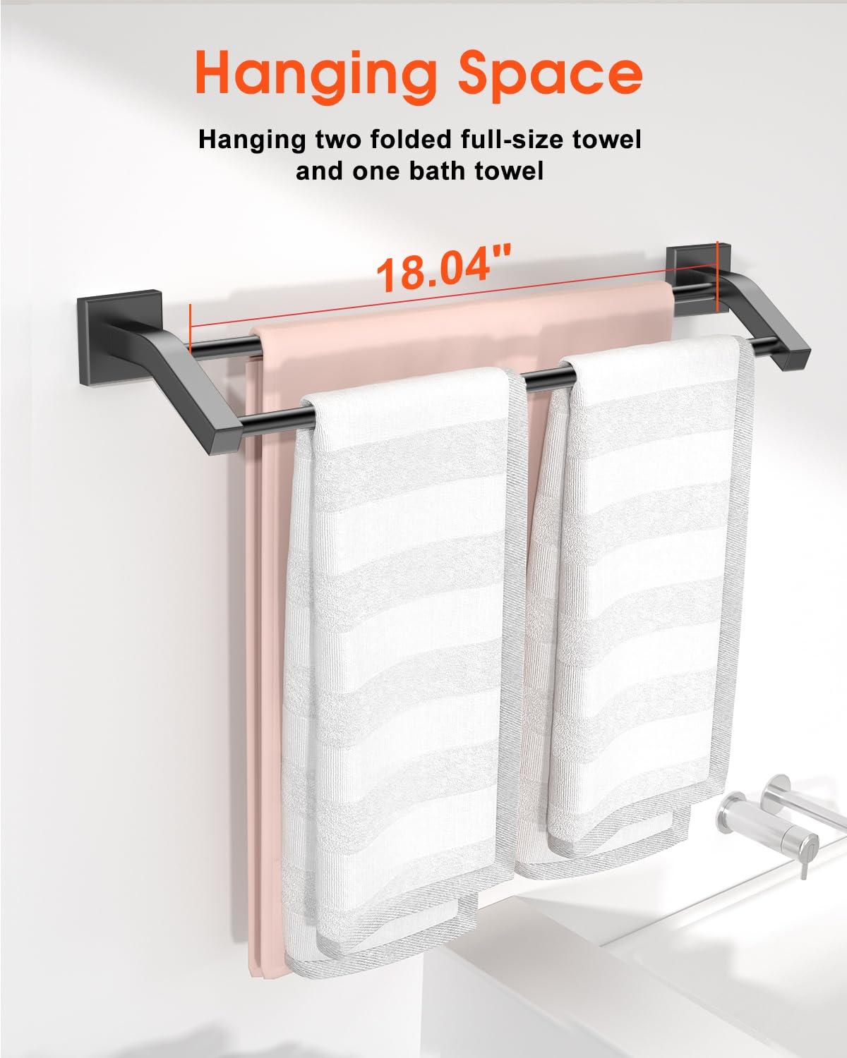 Alise Bath Double Towel Bars Towel Racks for Bathroom,Wall Mount Towel Holder 20-Inch Heavy Duty SUS304 Stainless Steel Towel Hanger Rail,GK9500-B Matte Black
