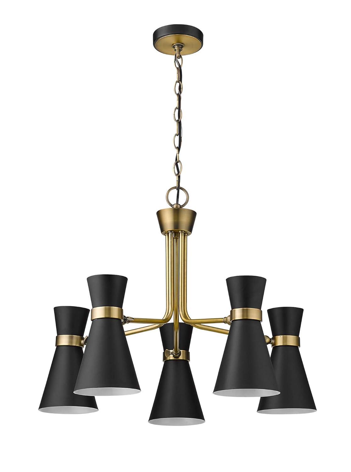 Z-Lite Soriano 5 - Light Chandelier in  Matte Black/Heritage Brass