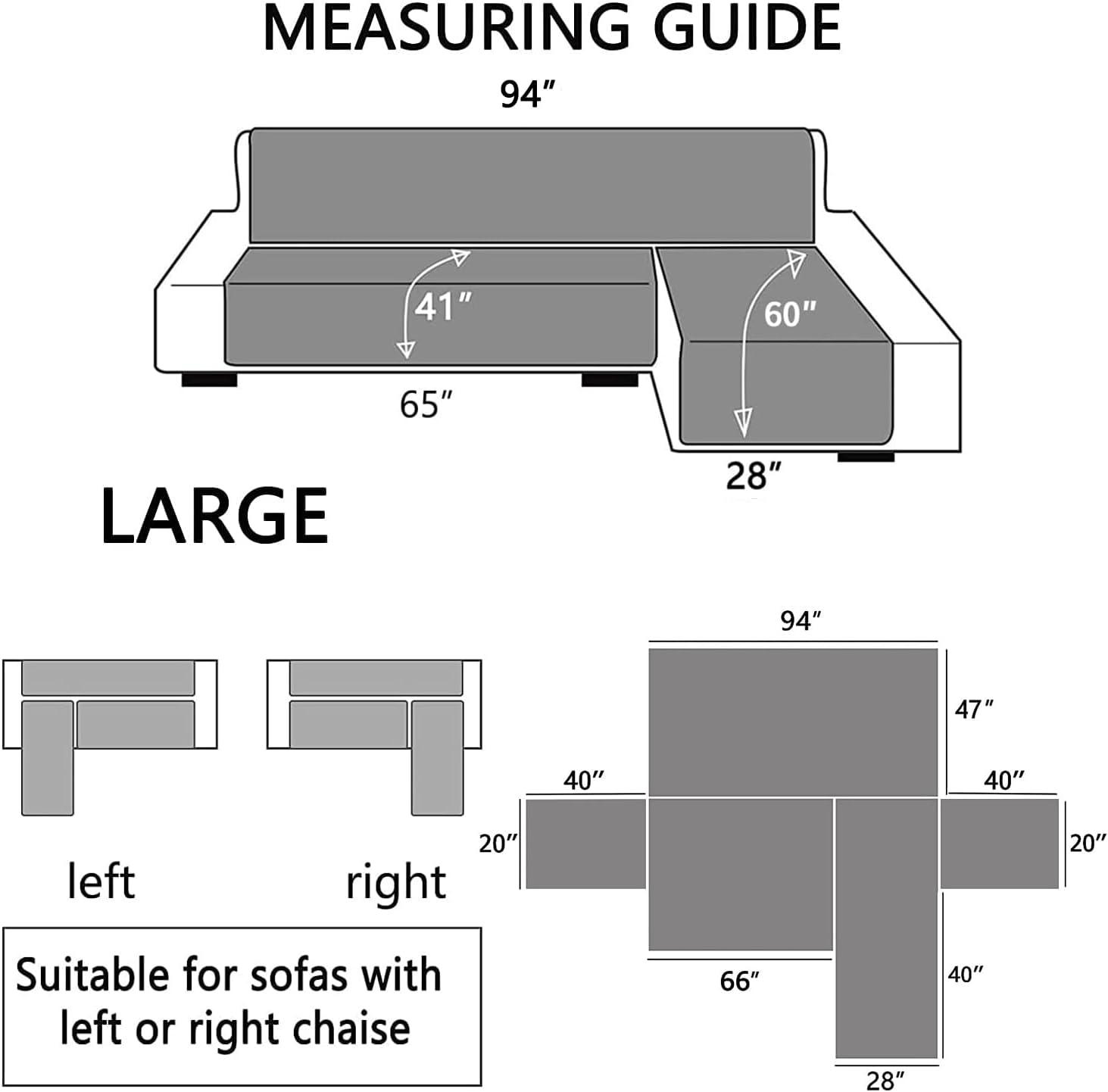 Double Side L Shape Couch Cover Sectional Sofa Covers Set Chaise Couch Cover Slip Covers for Sofas Couches Sectional Furniture Protector Cover (Large,Light Grey)