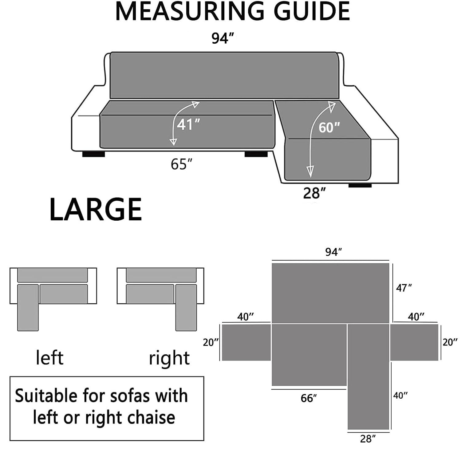 Double Side L Shape Couch Cover Sectional Sofa Covers Set Chaise Couch Cover Slip Covers for Sofas Couches Sectional Furniture Protector Cover (Large,Light Grey)
