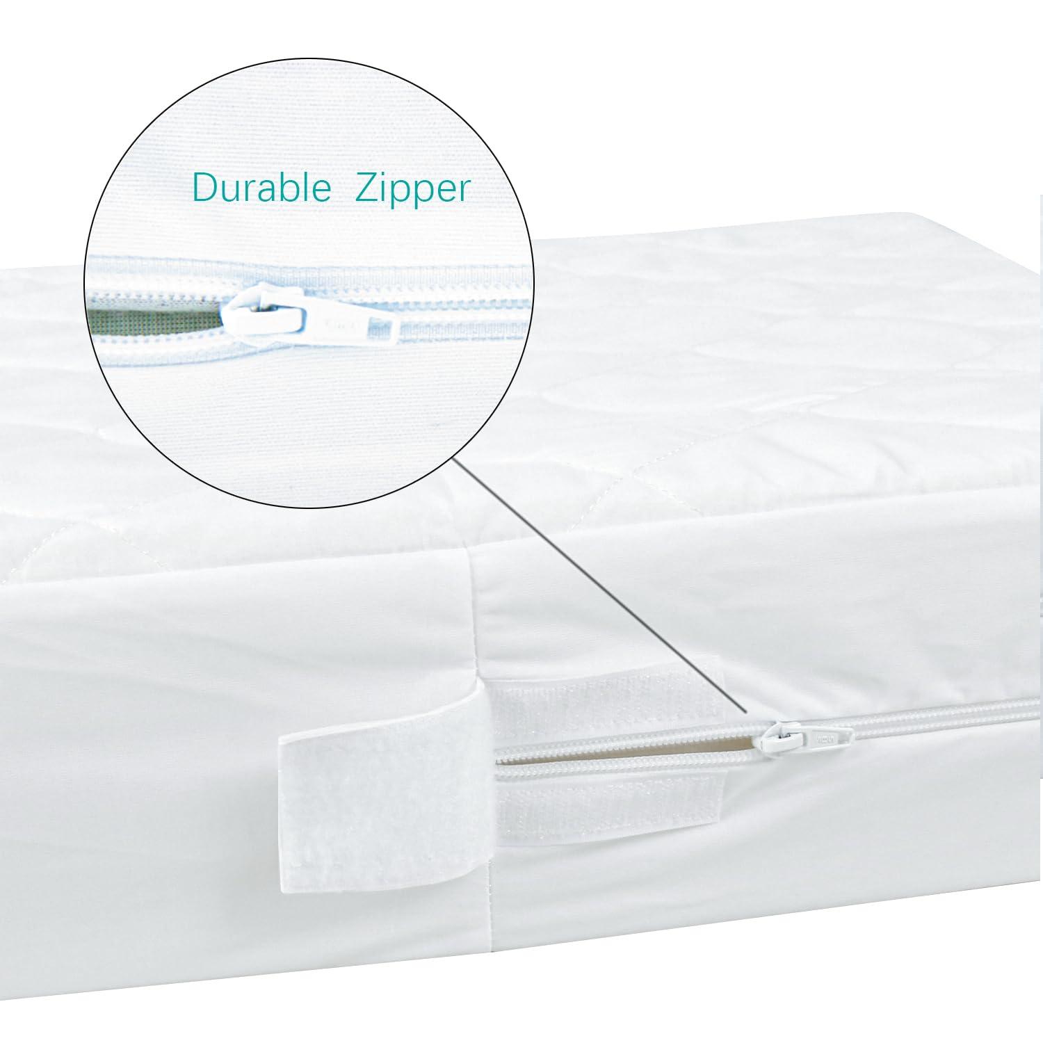 Biloban Waterproof Zippered Polyester Mattress Encasement, Crib Bed