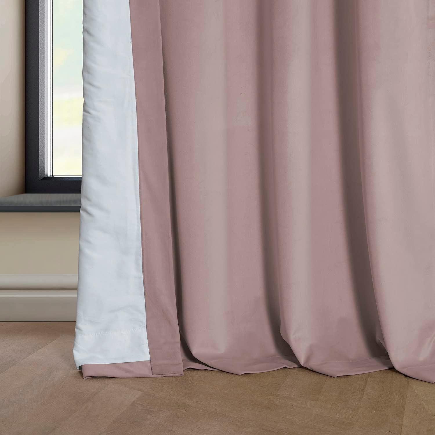 Ballet Pink Velvet Room-Darkening Curtain Panel, 84"