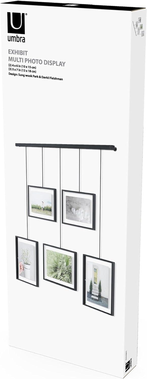 Exhibit Ledge Black Metal 5-Picture Frame Set for Modern Wall Display