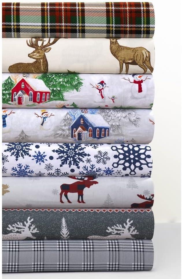 Snowman Flannel Sheet Set Blue Queen