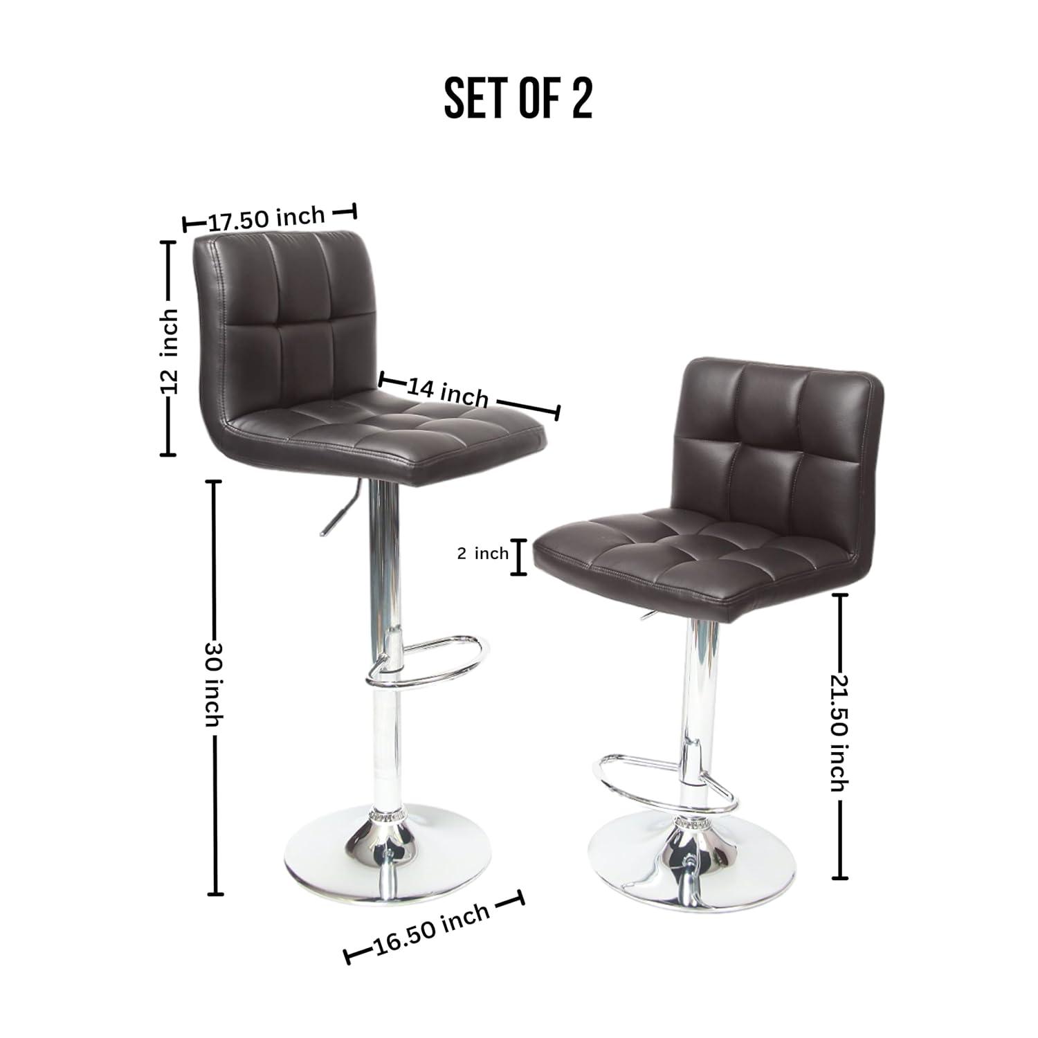 Roundhill Furniture Swivel Elegant PU Leather Modern Adjustable Hydraulic Barstools, Brown, Set of 2