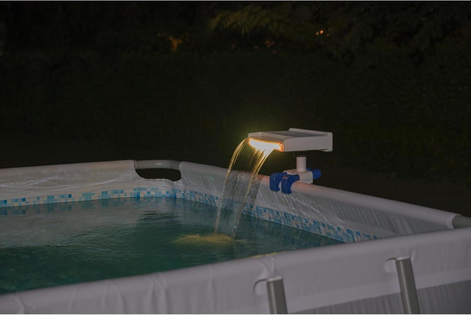Bestway 58619E Flowclear Soothing 7 Mode Multi Colored LED Relaxing Waterfall Cascade Above Ground Swimming Pool Attachment, White