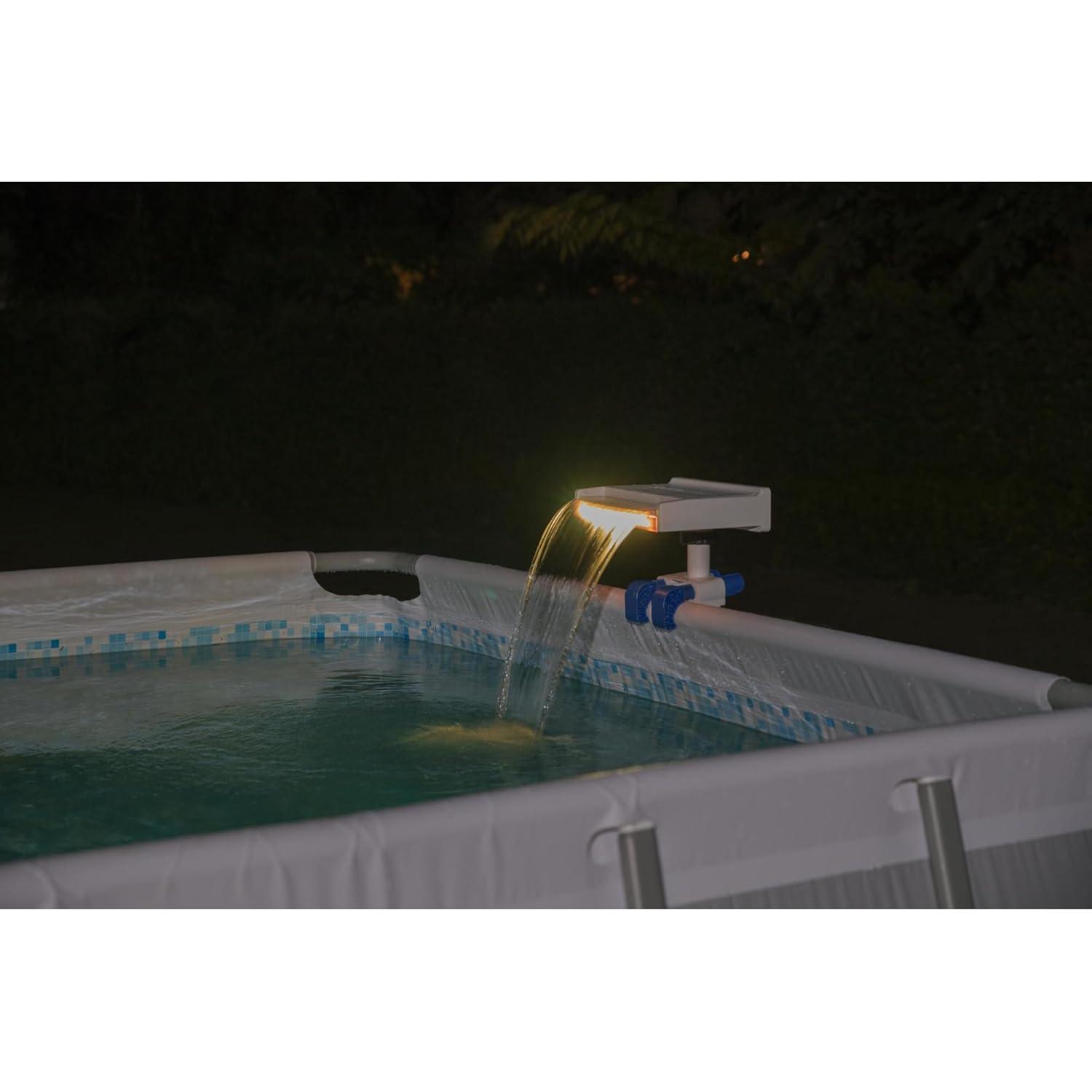 Bestway 58619E Flowclear Soothing 7 Mode Multi Colored LED Relaxing Waterfall Cascade Above Ground Swimming Pool Attachment, White
