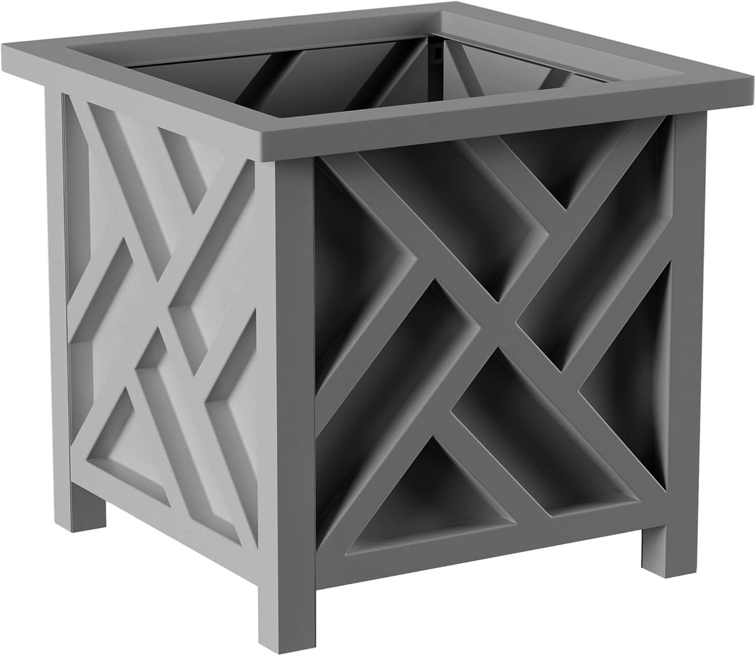 Pure Garden 14.75" Lattice Planter Box, Gray