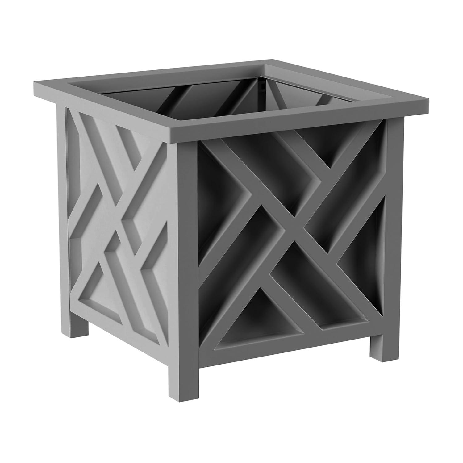 Pure Garden 14.75" Lattice Planter Box, Gray