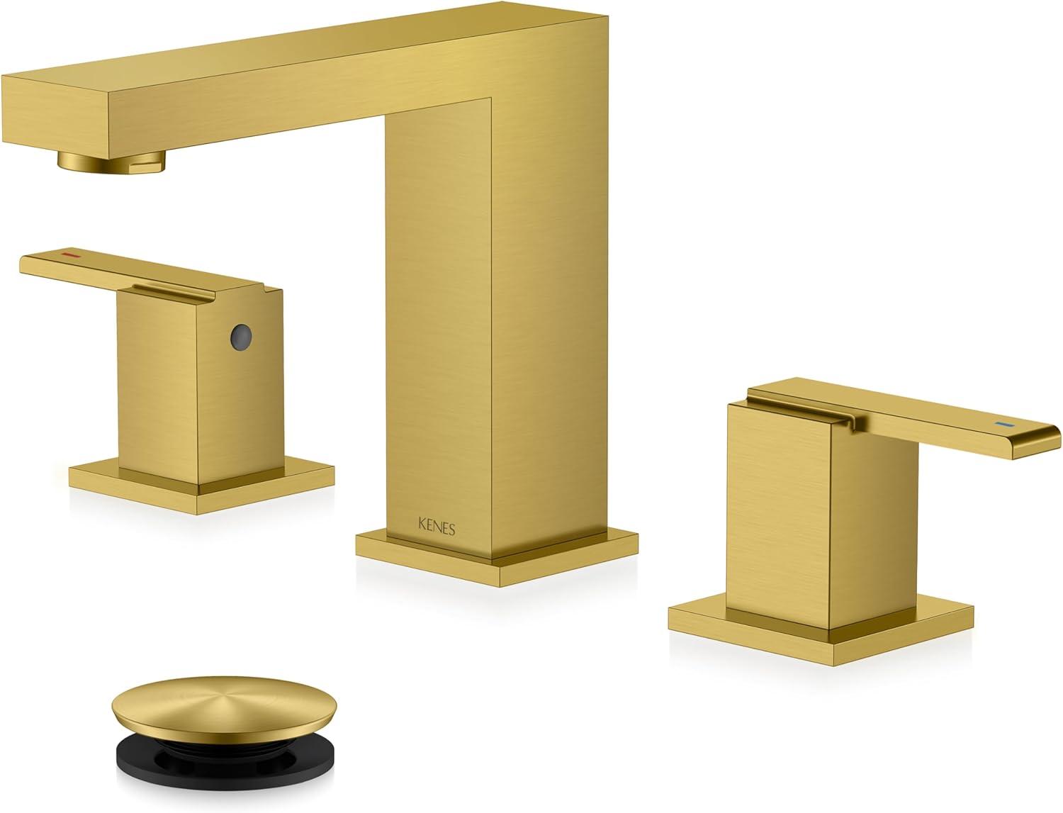 Brushed Gold Stainless Steel Double Handle Bathroom Faucet