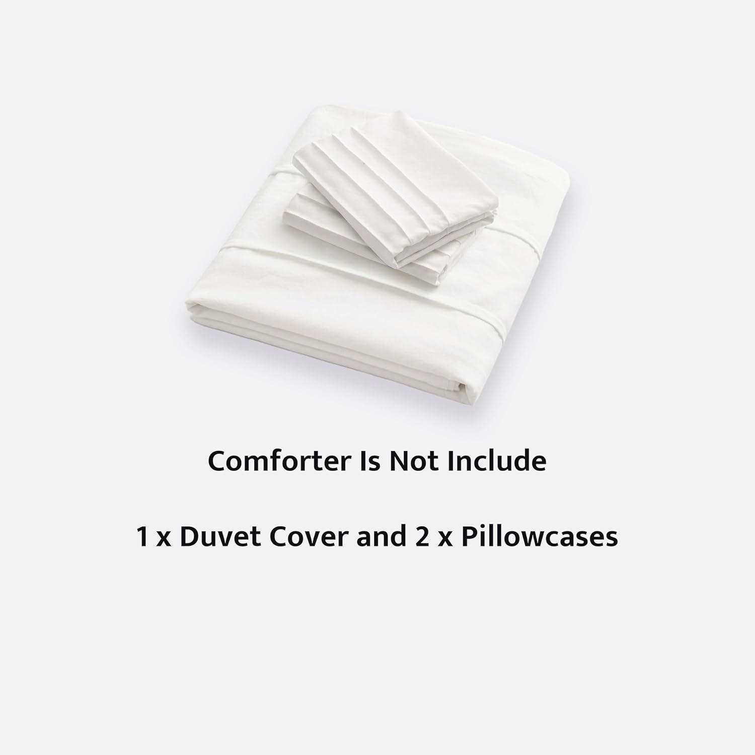 Oli Anderson White Duvet Cover Twin Size - Pleated Twin Duvet Cover, 2PCS Soft and Breathable Textured Bedding Set with Zipper Closure(White,68"x90")