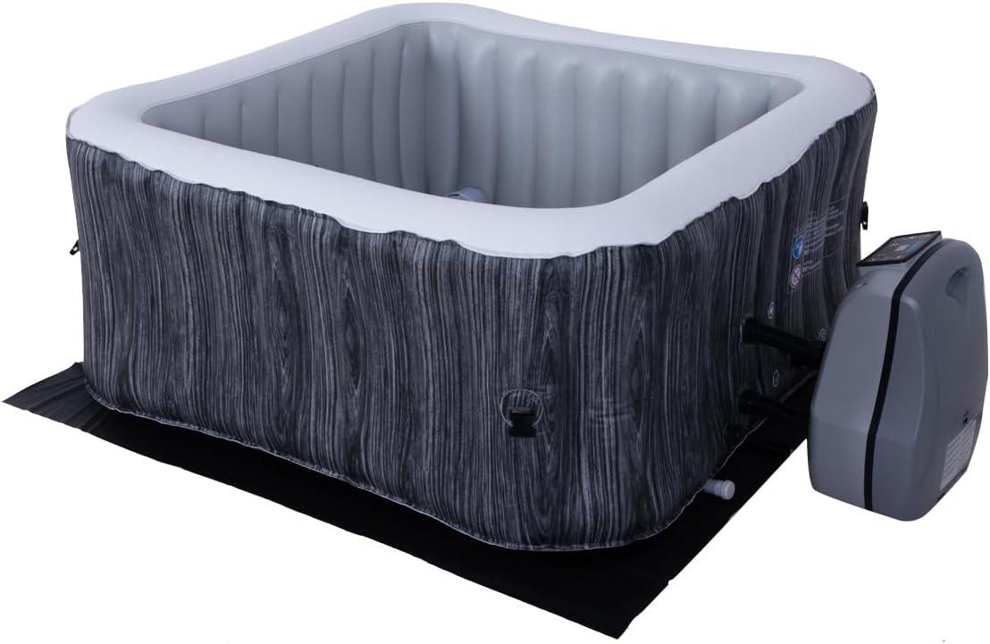 Avenli 4-Person Inflatable Square Spa, Carbon Grey, 58" x 58" x 25"