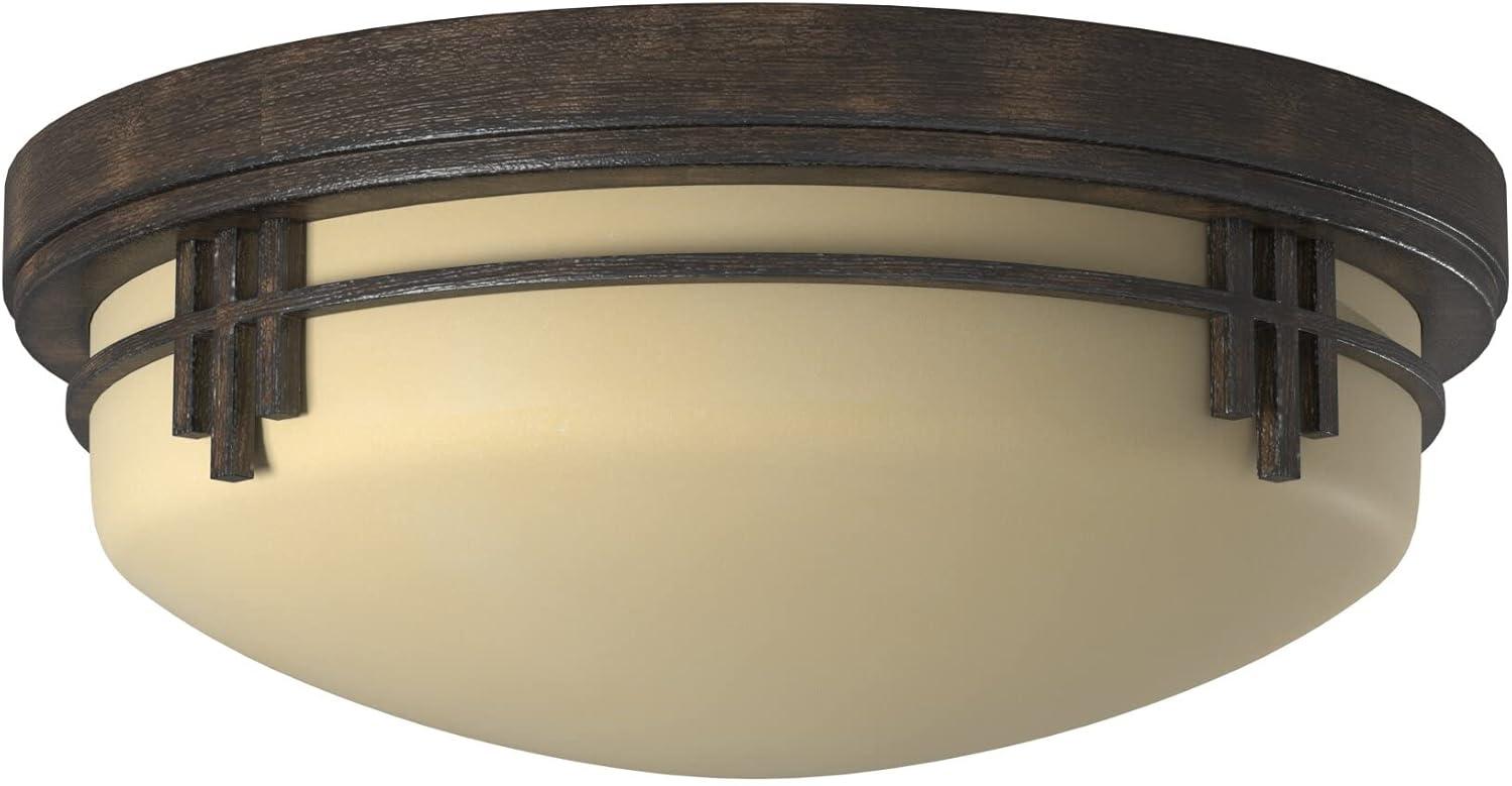 Mission Ridge Warm Mahogany 13" Glass Bowl Flush Mount Light