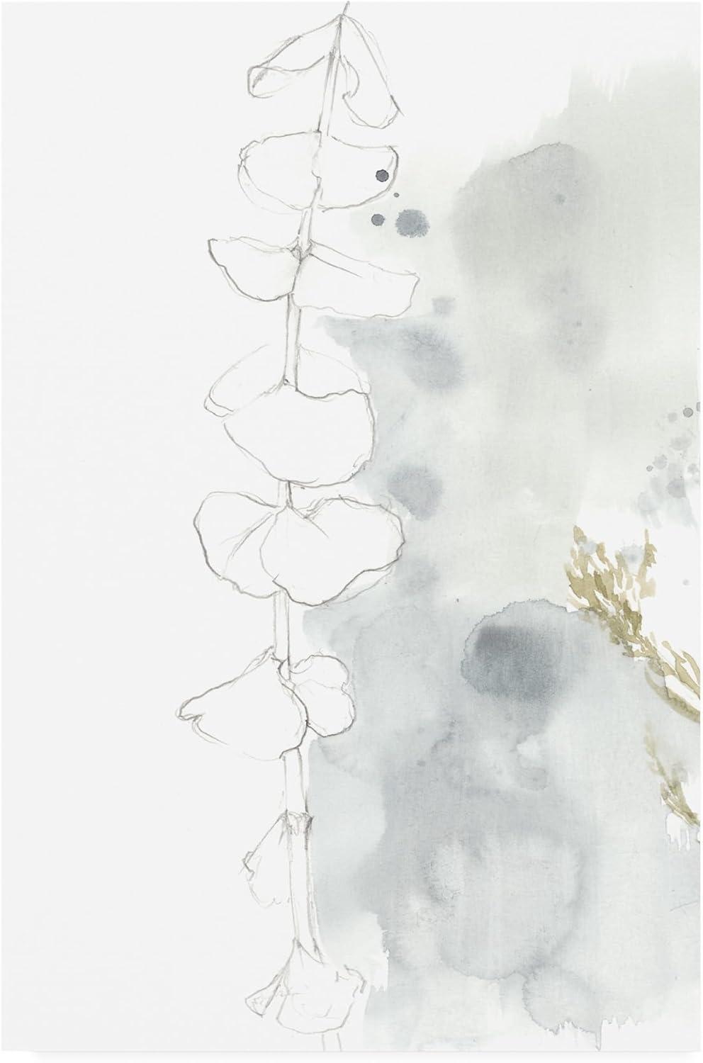 Wildflower Sketch Triptych Canvas Art in Gray and White