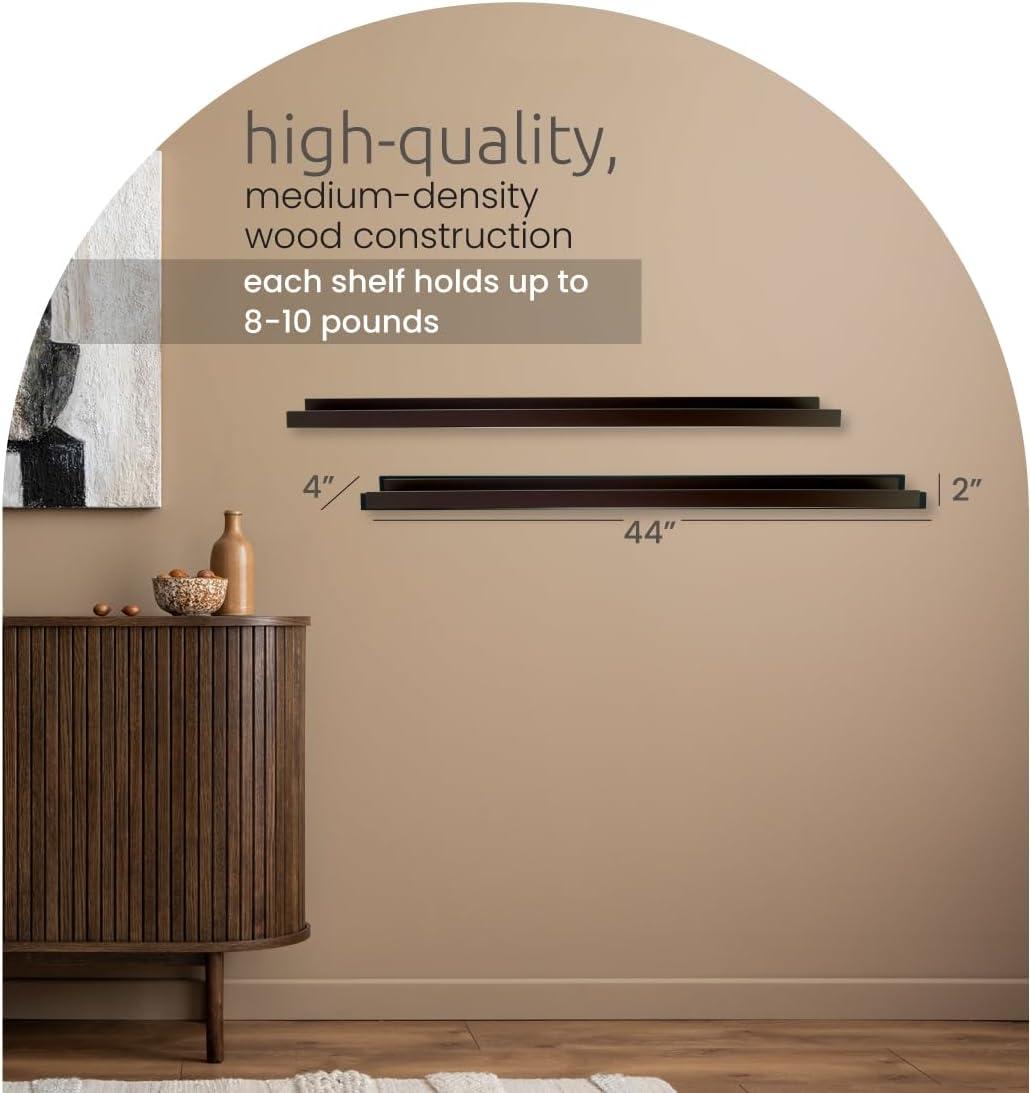 kieragrace KG Modern  Edge Frame Ledge  Set of 2 Espresso Engineered Wood
