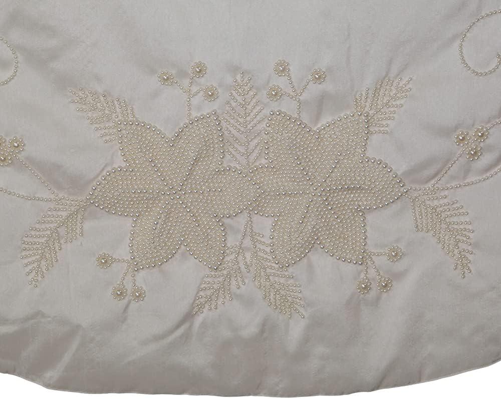 Kurt Adler 54-Inch Ivory with Pearl Beads Tree Skirt