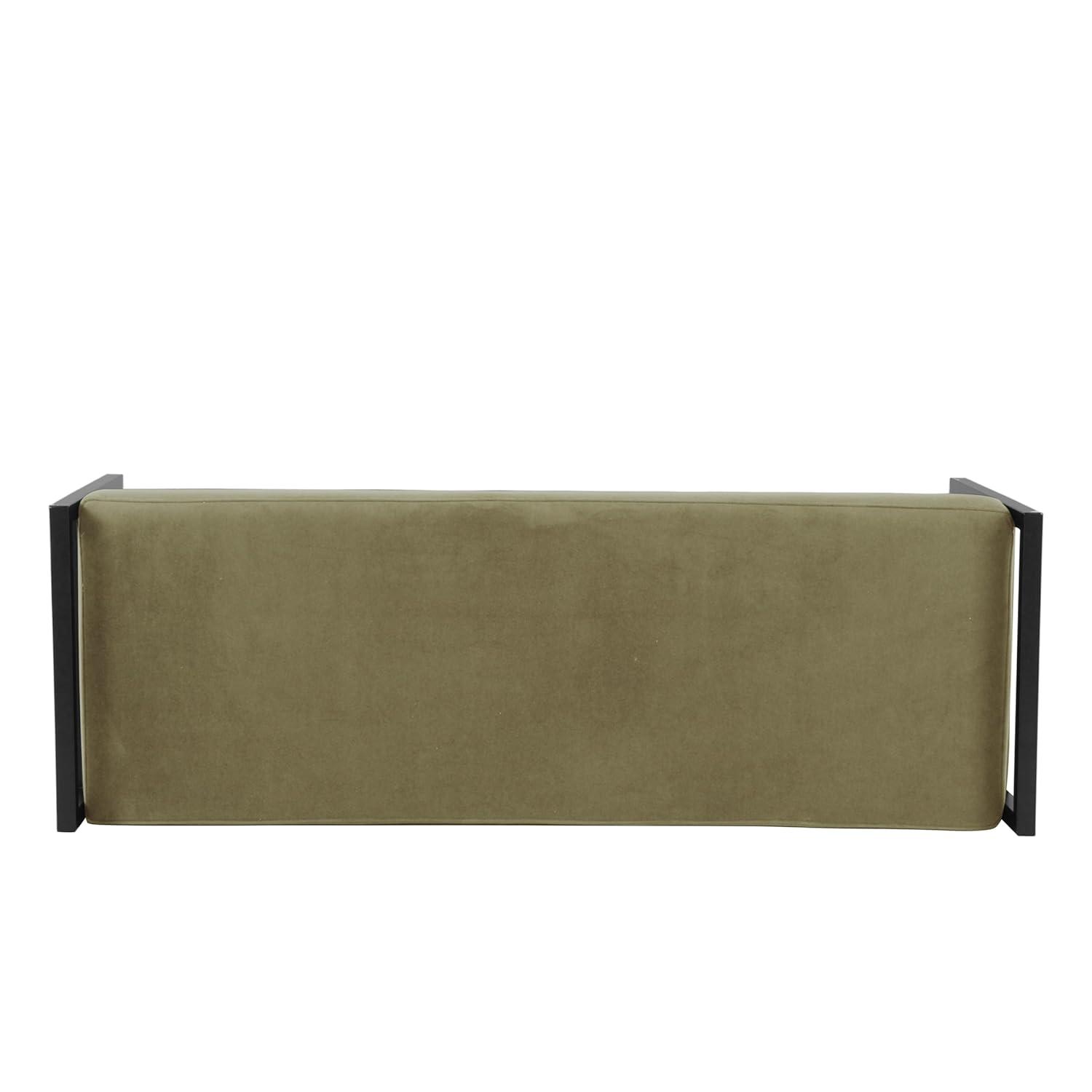 Modern Metal Bench Light Sage Green- HomePop: Velvet Upholstered, Entryway & End of Bed Seating