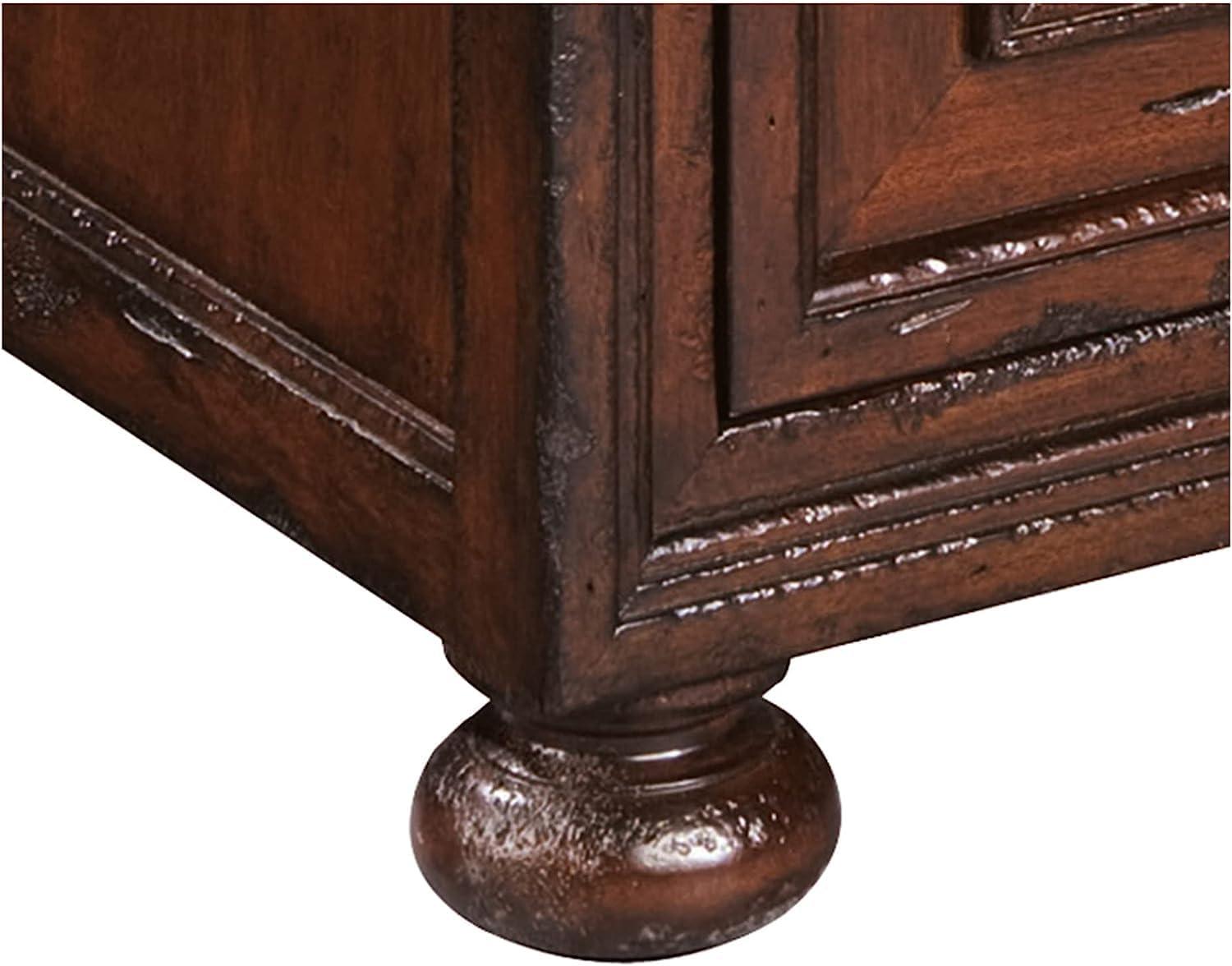 Havana Antique Mahogany Chairside Chest with Mirrored Drawers