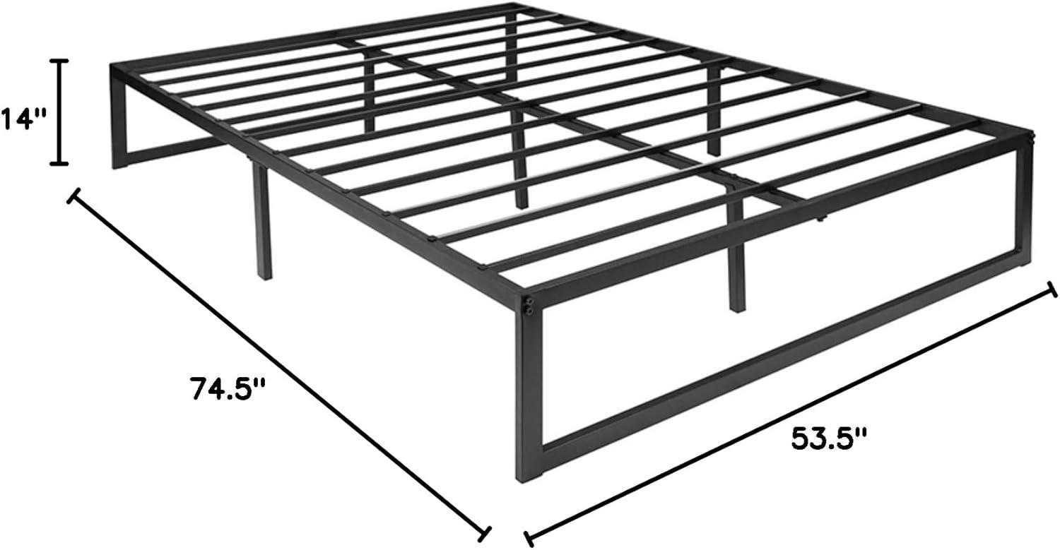 Flash Furniture 14 Inch Metal Platform Bed Frame - No Box Spring Needed with Steel Slat Support and Quick Lock Functionality (Full)