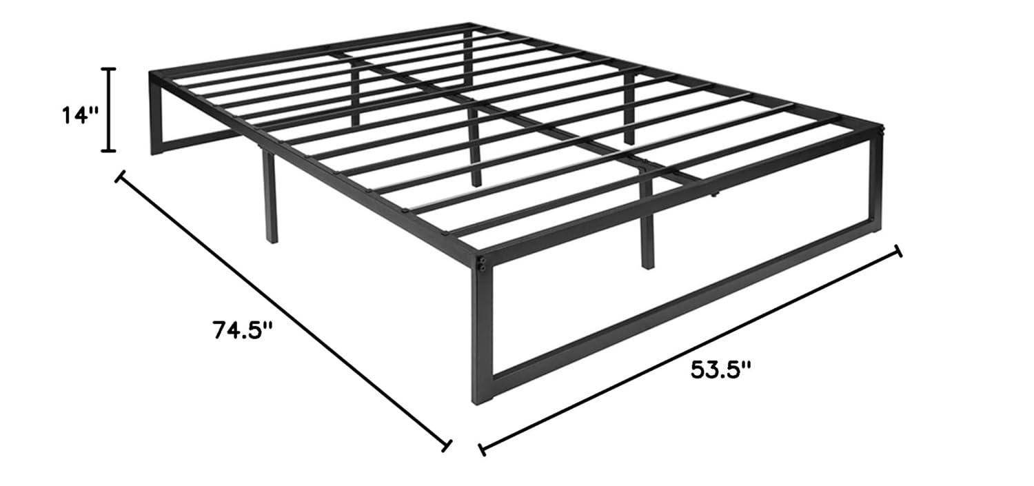 Flash Furniture 14 Inch Metal Platform Bed Frame - No Box Spring Needed with Steel Slat Support and Quick Lock Functionality (Full)