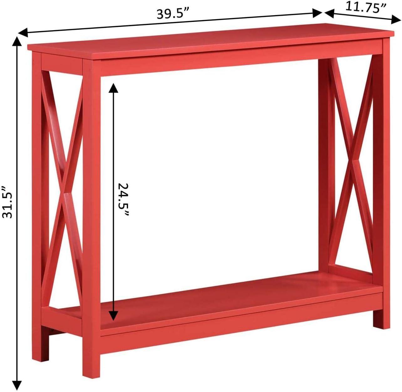 Convenience Concepts Oxford Console Table with Shelf, Coral