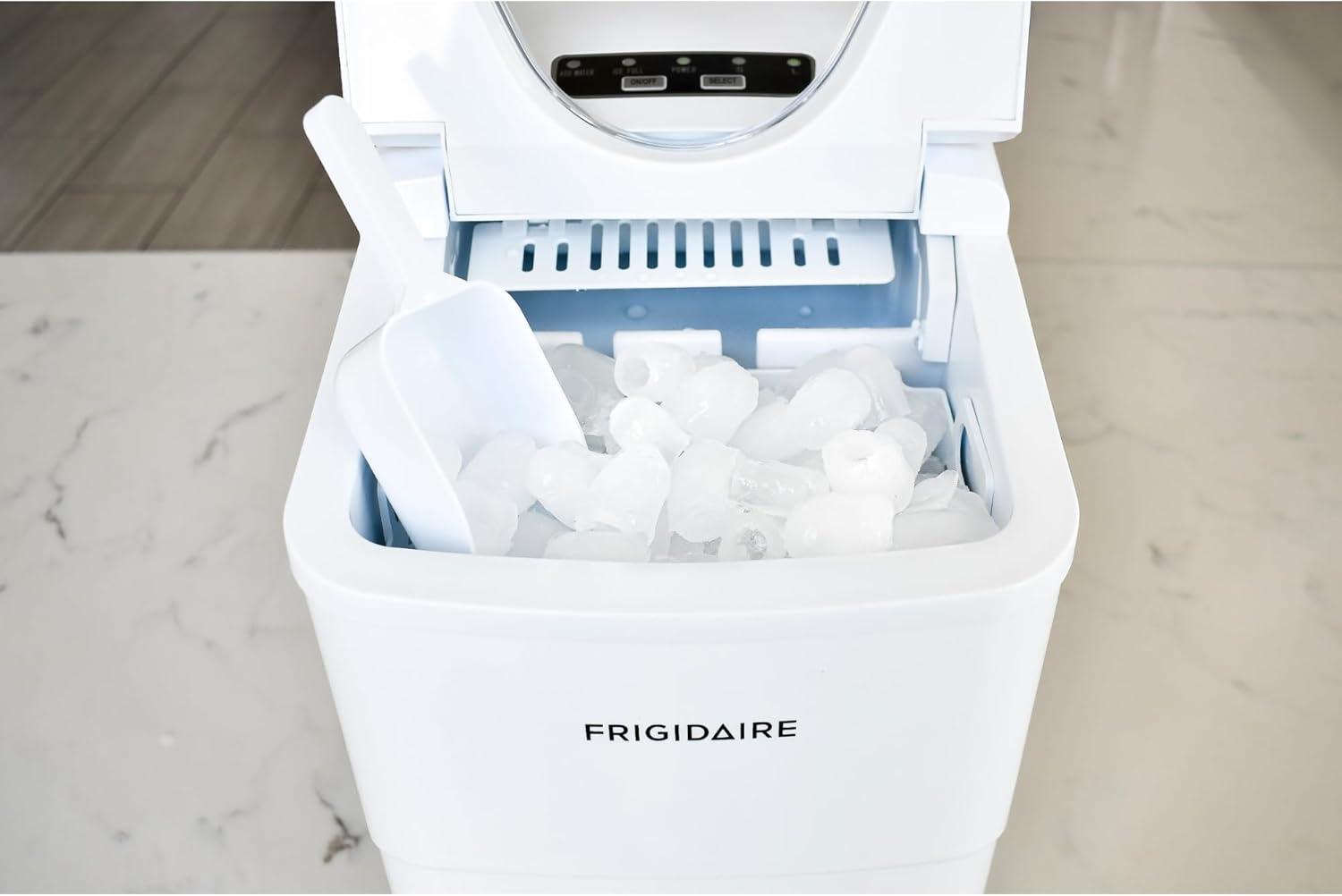 Frigidaire Ice Maker with 26 lbs. Capacity Countertop Stainless Steel Ice Maker with Transparent Window