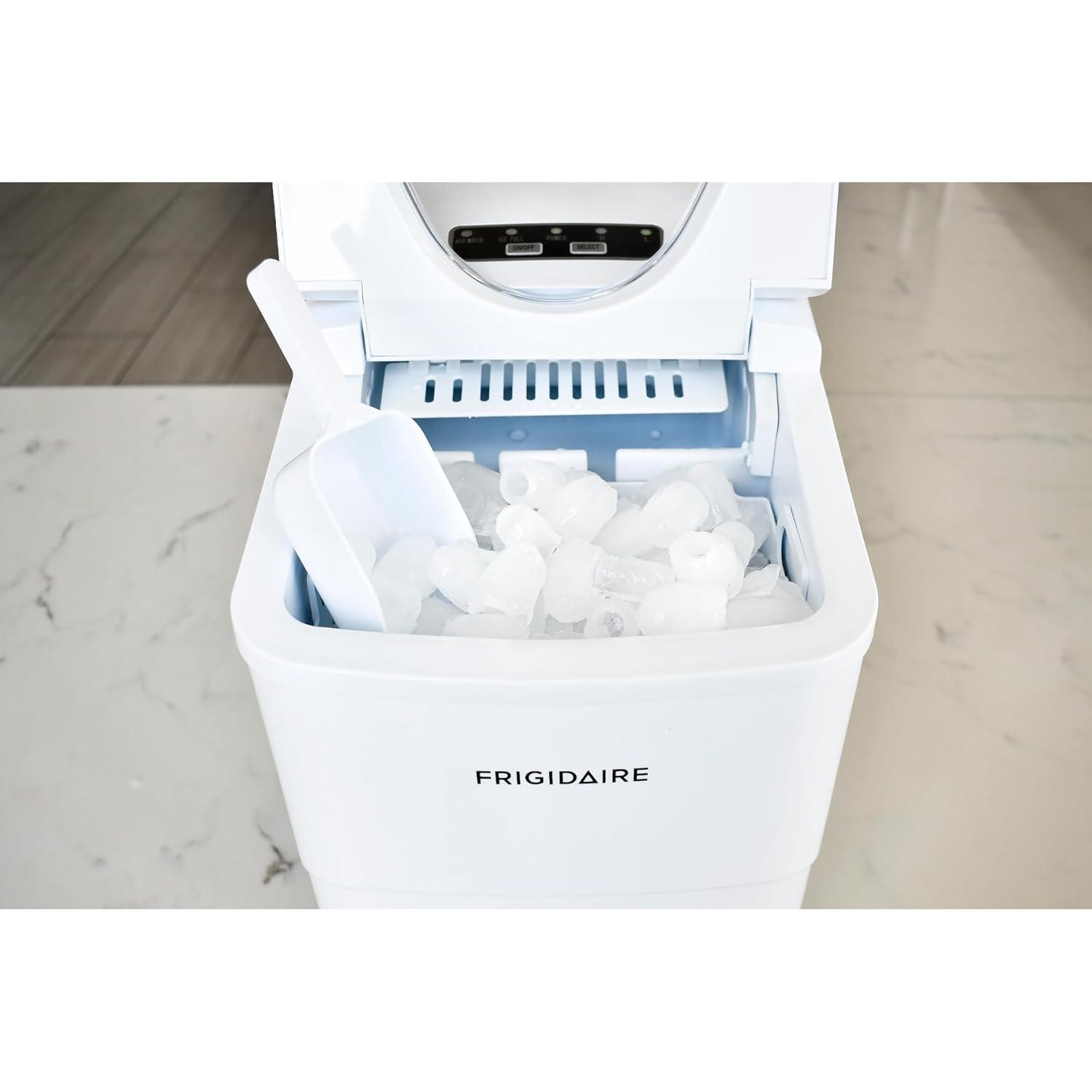 Frigidaire Ice Maker with 26 lbs. Capacity Countertop Stainless Steel Ice Maker with Transparent Window