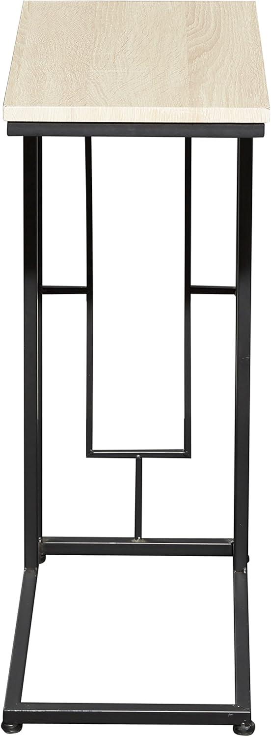 Olivia & May Contemporary Iron and Wood Accent Table Black: Sofa Side C-Table, Narrow Tray End Table