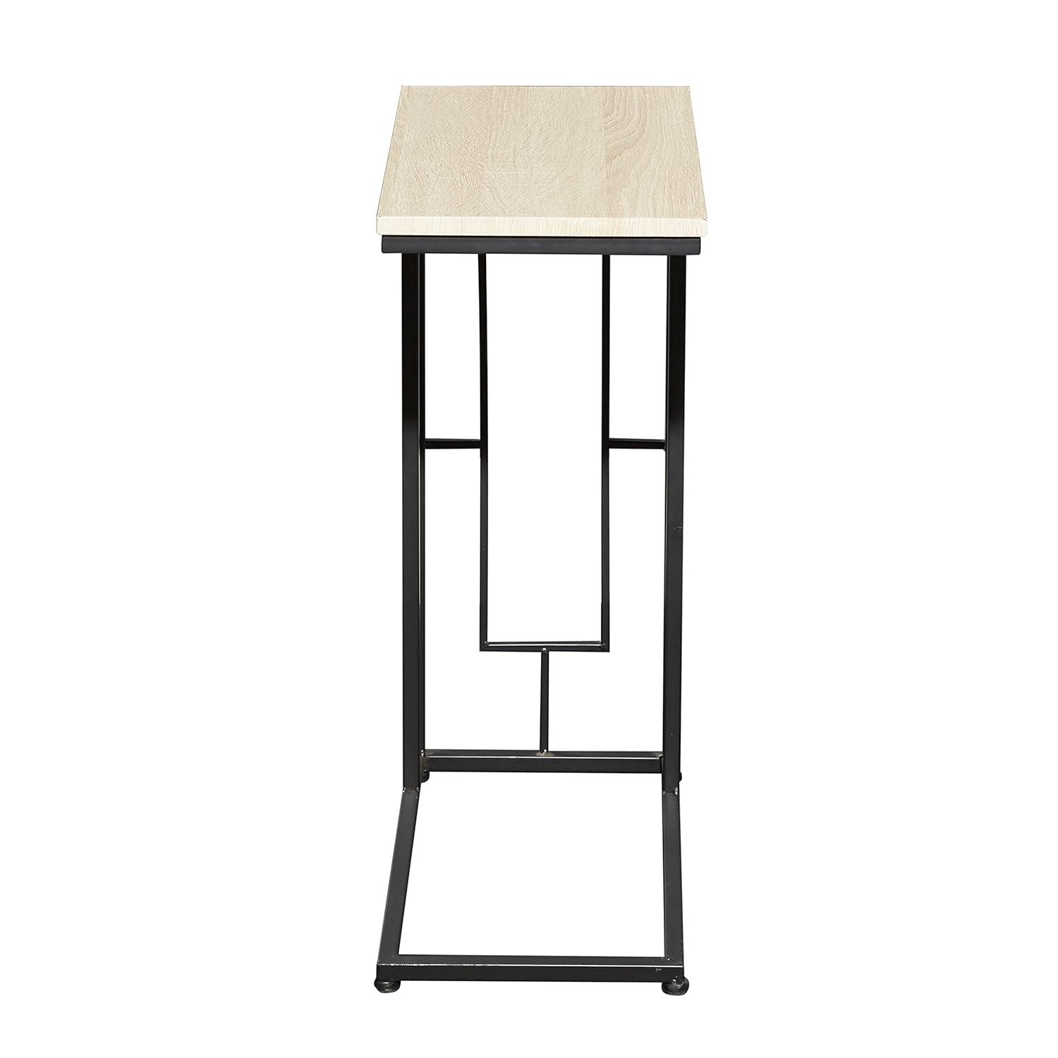 Olivia & May Contemporary Iron and Wood Accent Table Black: Sofa Side C-Table, Narrow Tray End Table