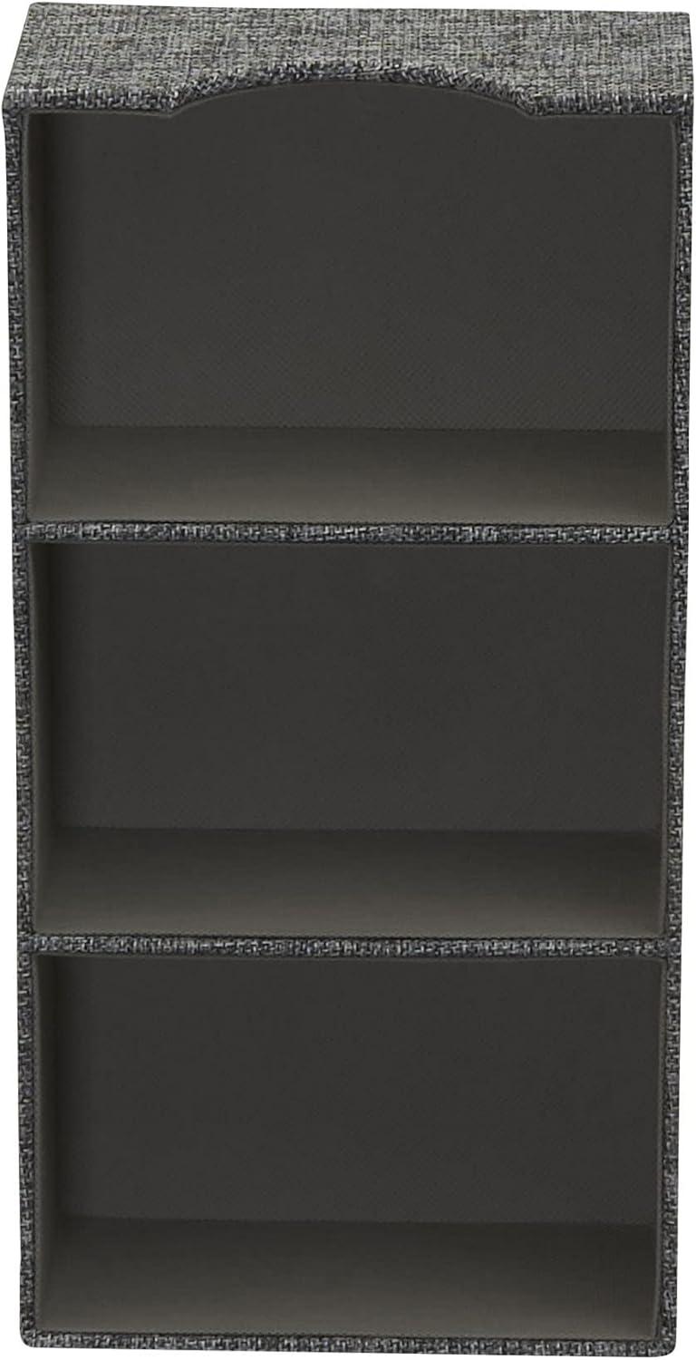 Household Essentials Set of 2 3-Section Drawer Trays Graphite Linen: Stackable Decorative Storage Boxes, Gray, 12"x6"