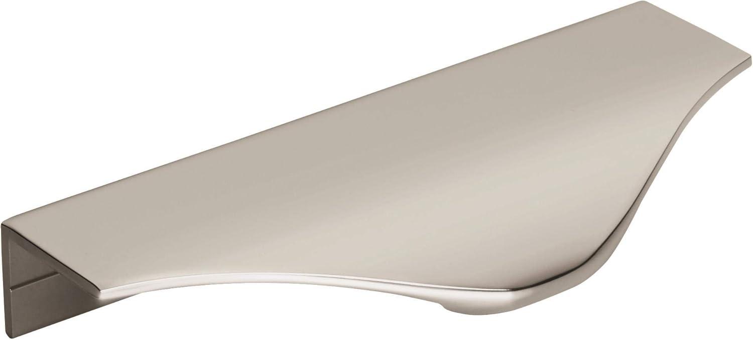 Polished Nickel Modern Cabinet Edge Pull Handle 4-3/16 inch