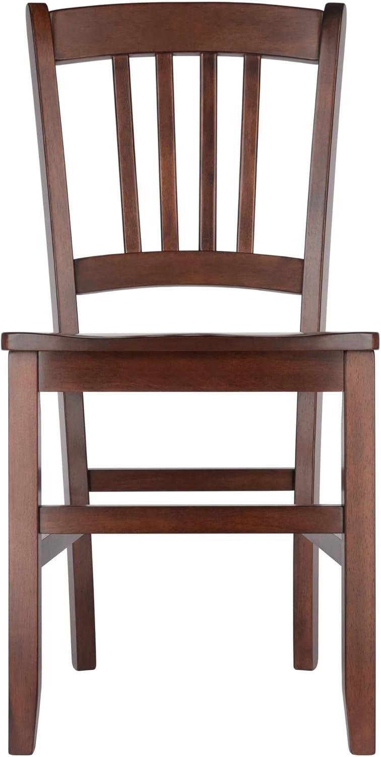 Set of 2 Madison Slat Back Chairs Walnut - Winsome: Hardwood Construction, Contoured Seat, 220lb Capacity