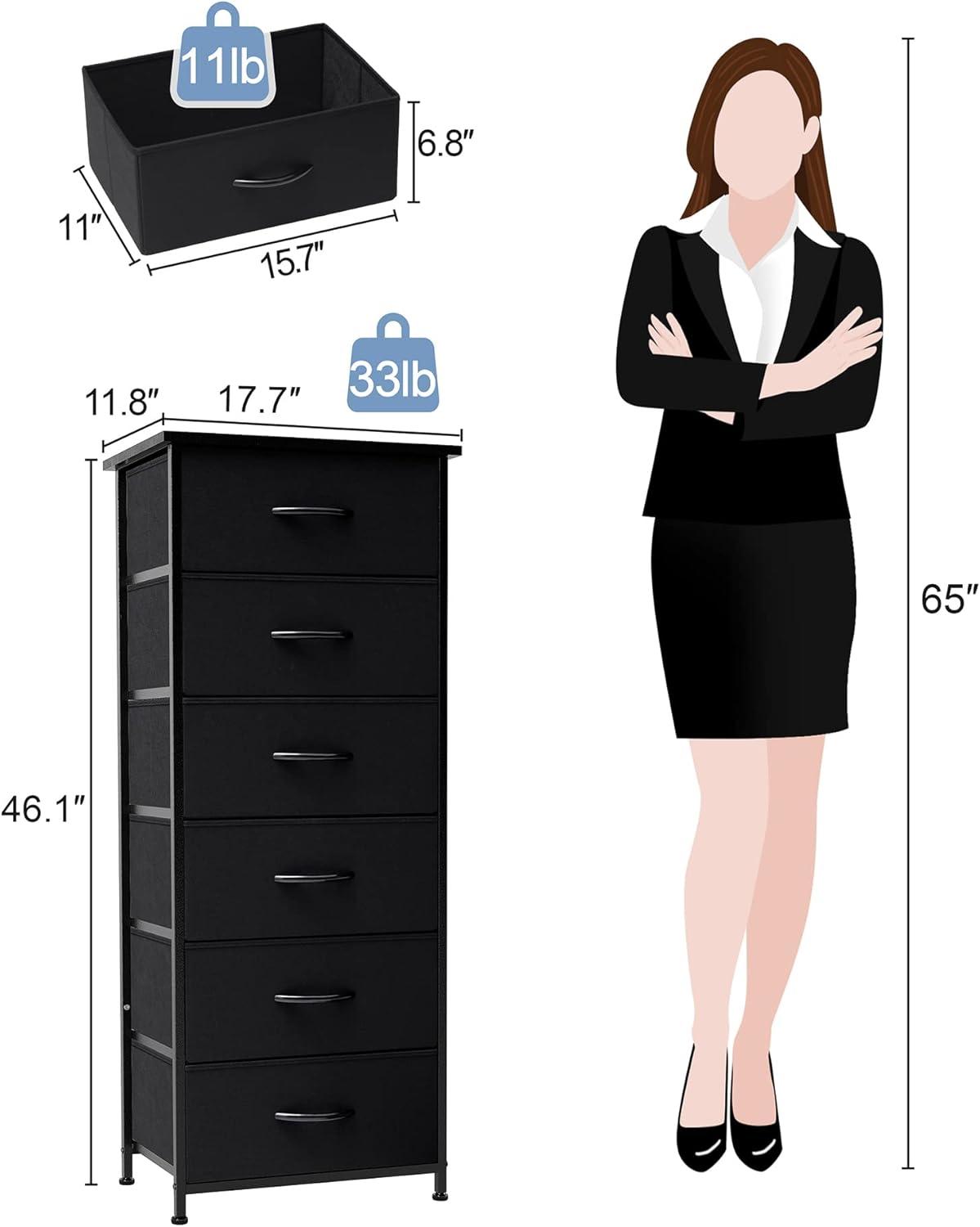 Crestlive Products 6 Drawers Vertical Dresser for Bedroom Storage Tower with Wood Top White